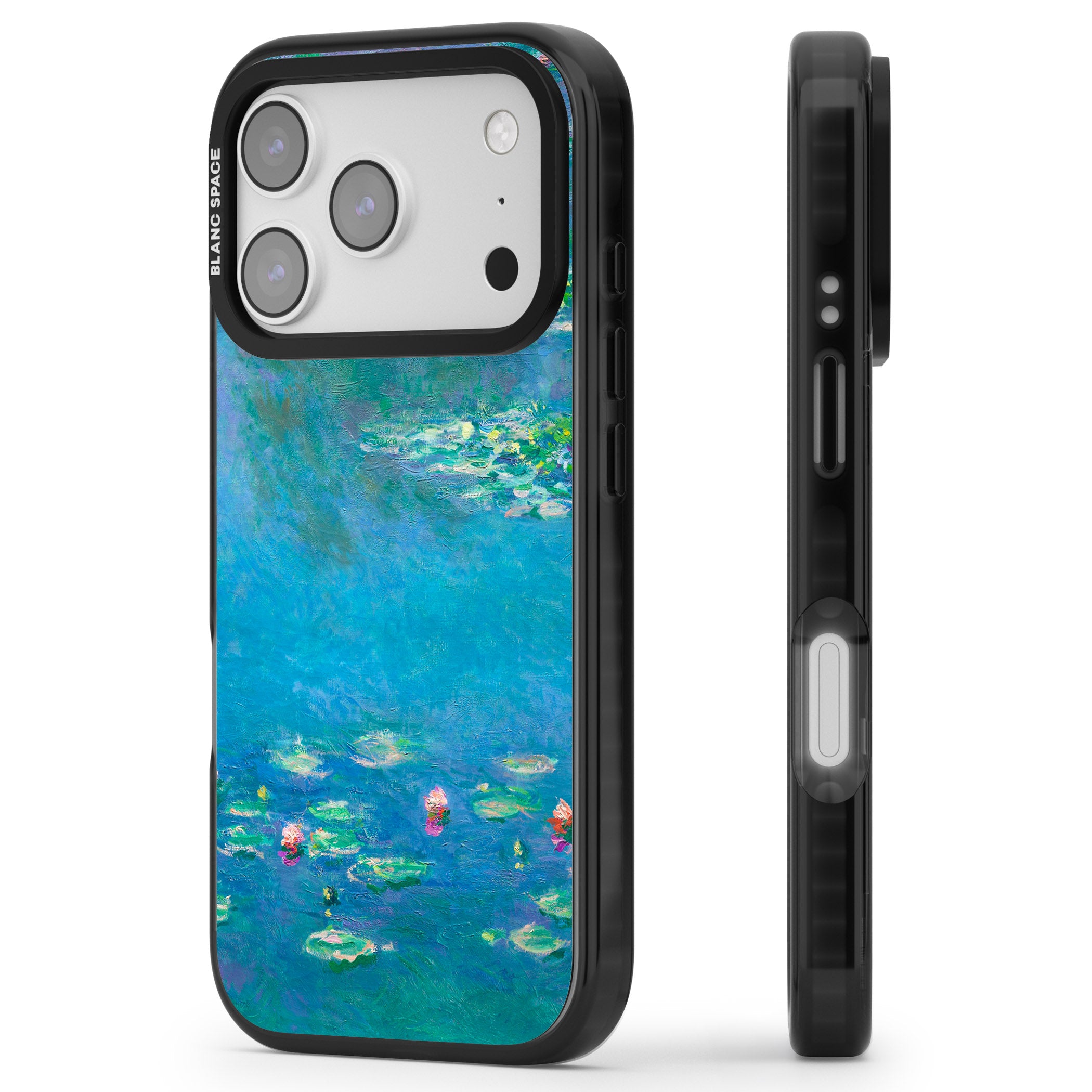 Water Lilies iPhone 17 Pro Impact Black Phone Case Side Profile