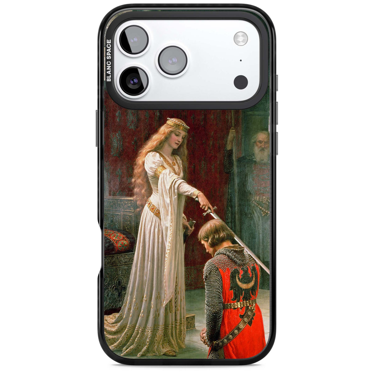 The Accolade renaissance art iPhone case featuring Edmund Blair Leighton's painting of a queen knighting a kneeling knight | Clear Impact case for iPhone 17 Pro, iPhone 17 Pro Max