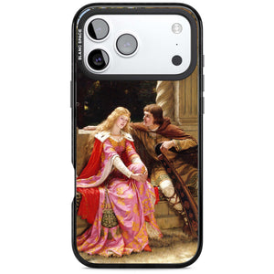 The End of the Song classic art iPhone case featuring a medieval lady in pink gown and her knight in a stone archway | Clear Impact case for iPhone 17 Pro, iPhone 17 Pro Max