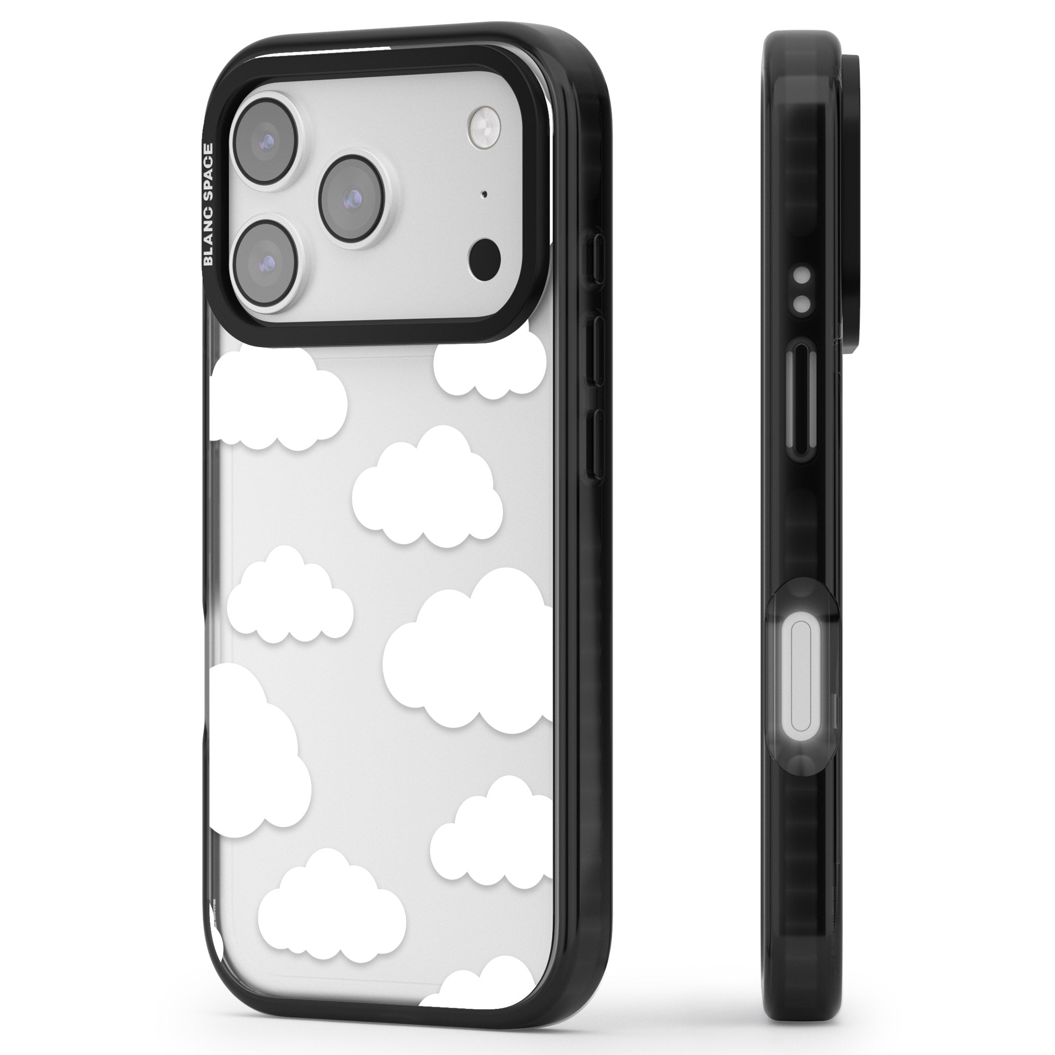 Cloud Pattern iPhone 17 Pro Impact Black Phone Case Side Profile