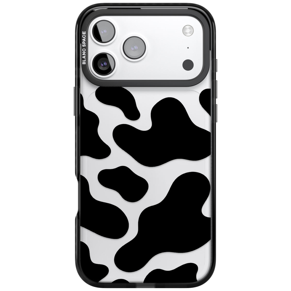 Clear Cow Print iPhone 17 Pro Max Impact Black Phone Case front
