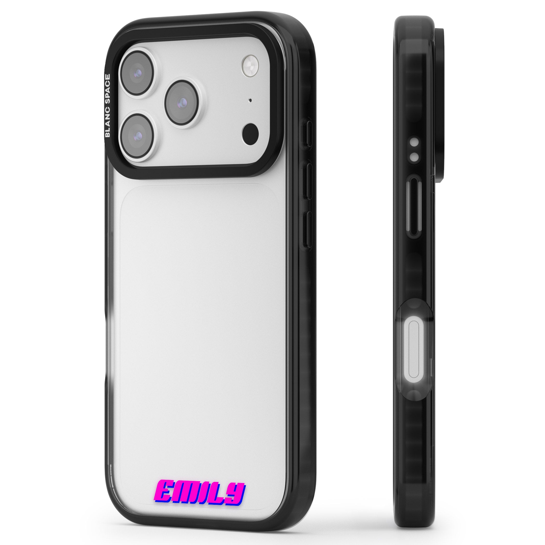 Personalised Cool Bottom Name iPhone 17 Pro Impact Black Phone Case Side Profile