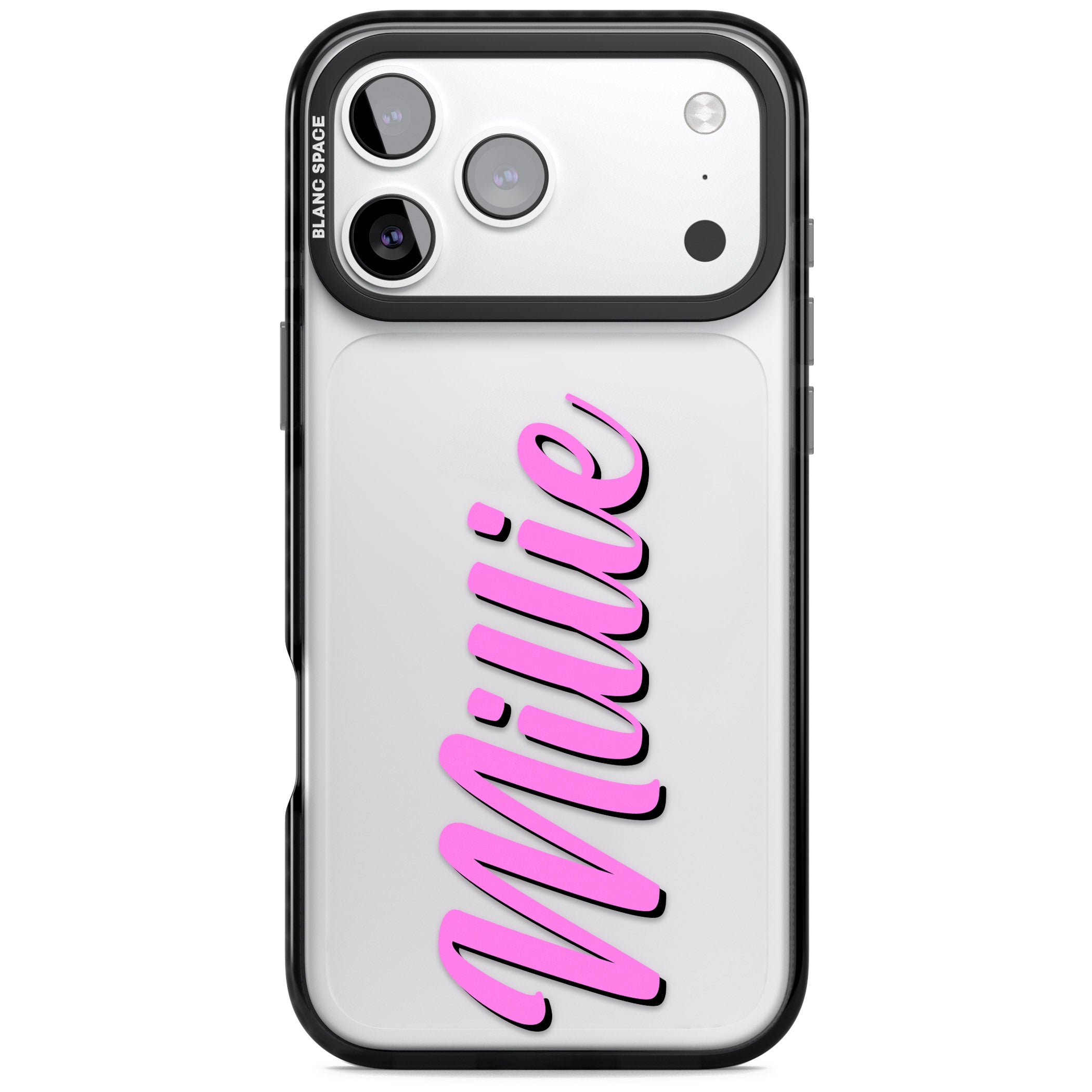 Personalised Cute Vertical Name iPhone 17 Pro Impact Black Phone Case
