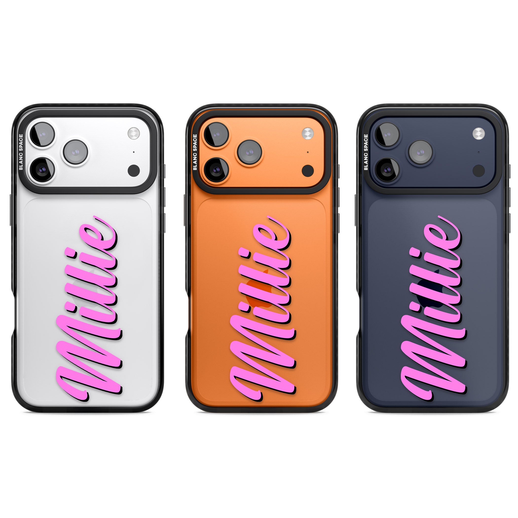 Personalised Cute Vertical Name iPhone 17 Pro Impact Black Phone Case APT Impact Protection