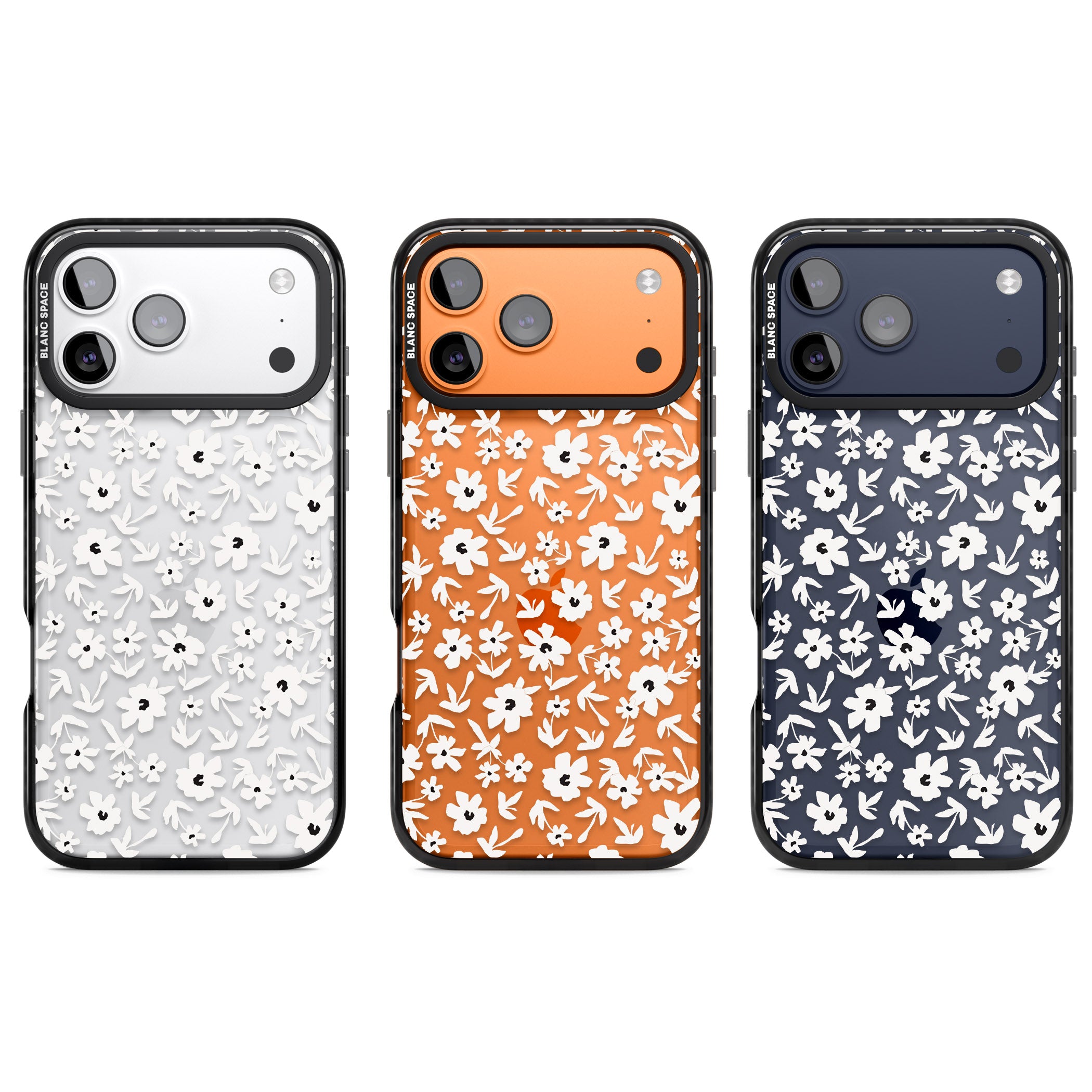 Monochrome Floral iPhone 17 Pro Impact Black Phone Case APT Impact Protection