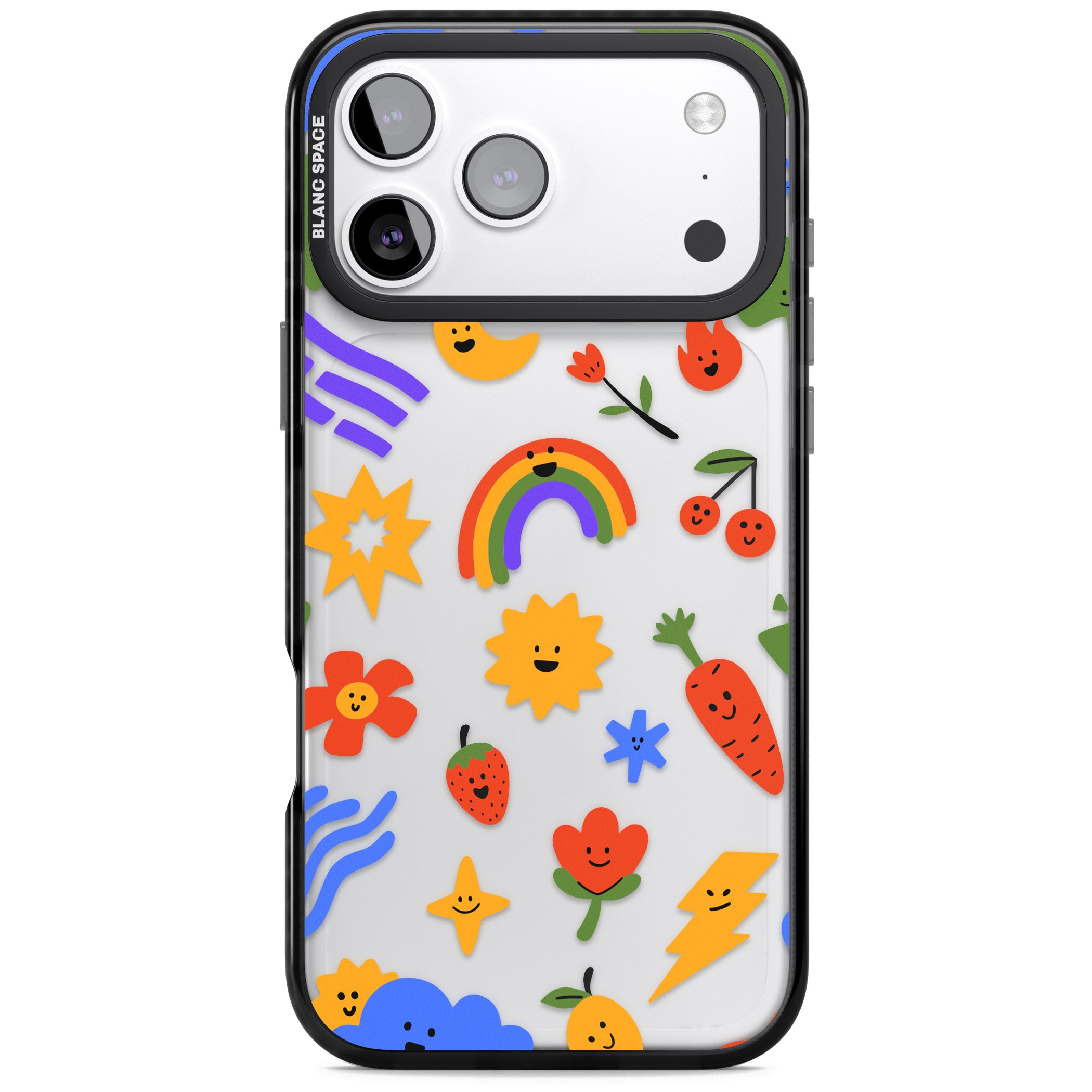 Colorful Kawaii Icons iPhone 17 Pro Impact Black Phone Case