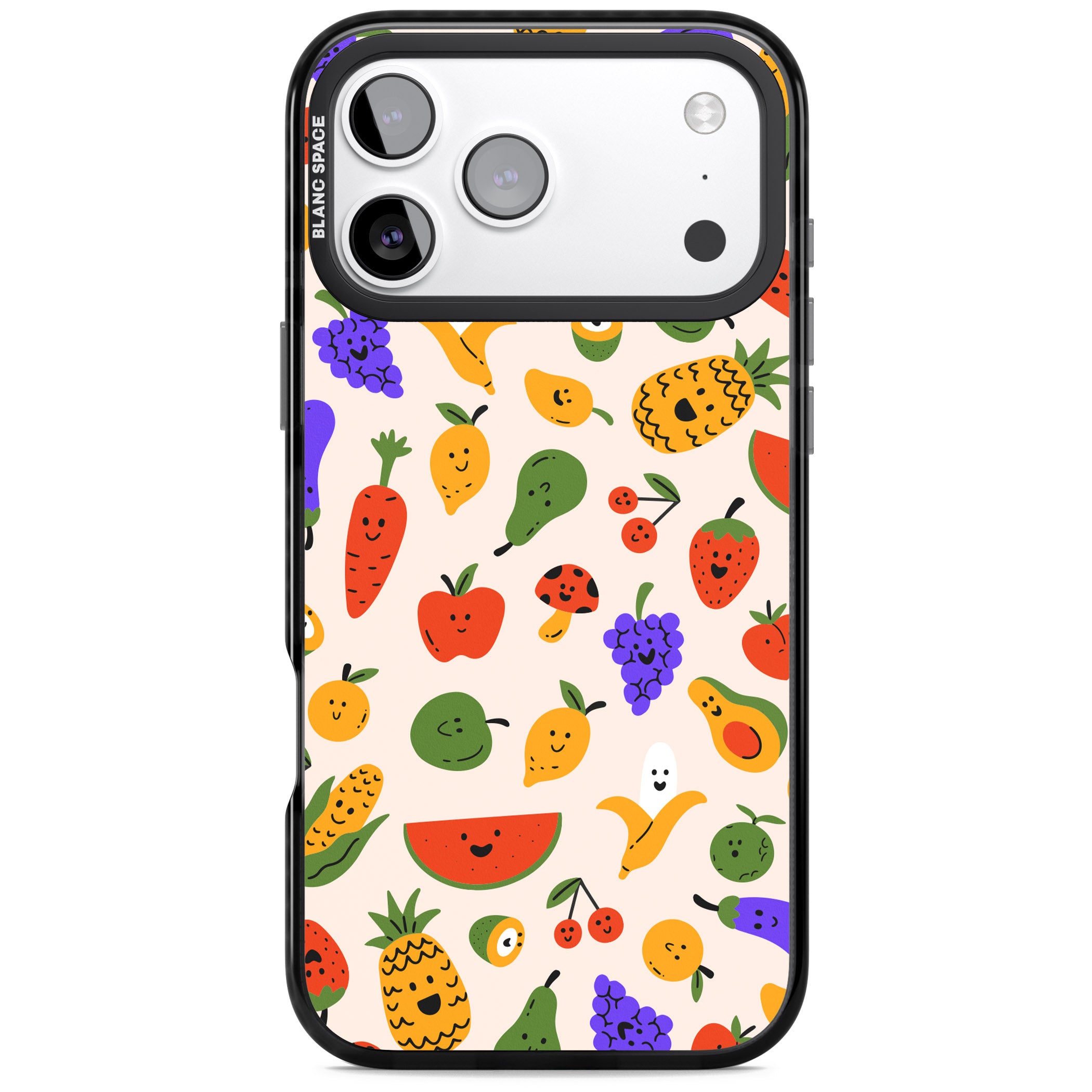 Kawaii Fruit iPhone 17 Pro Impact Black Phone Case