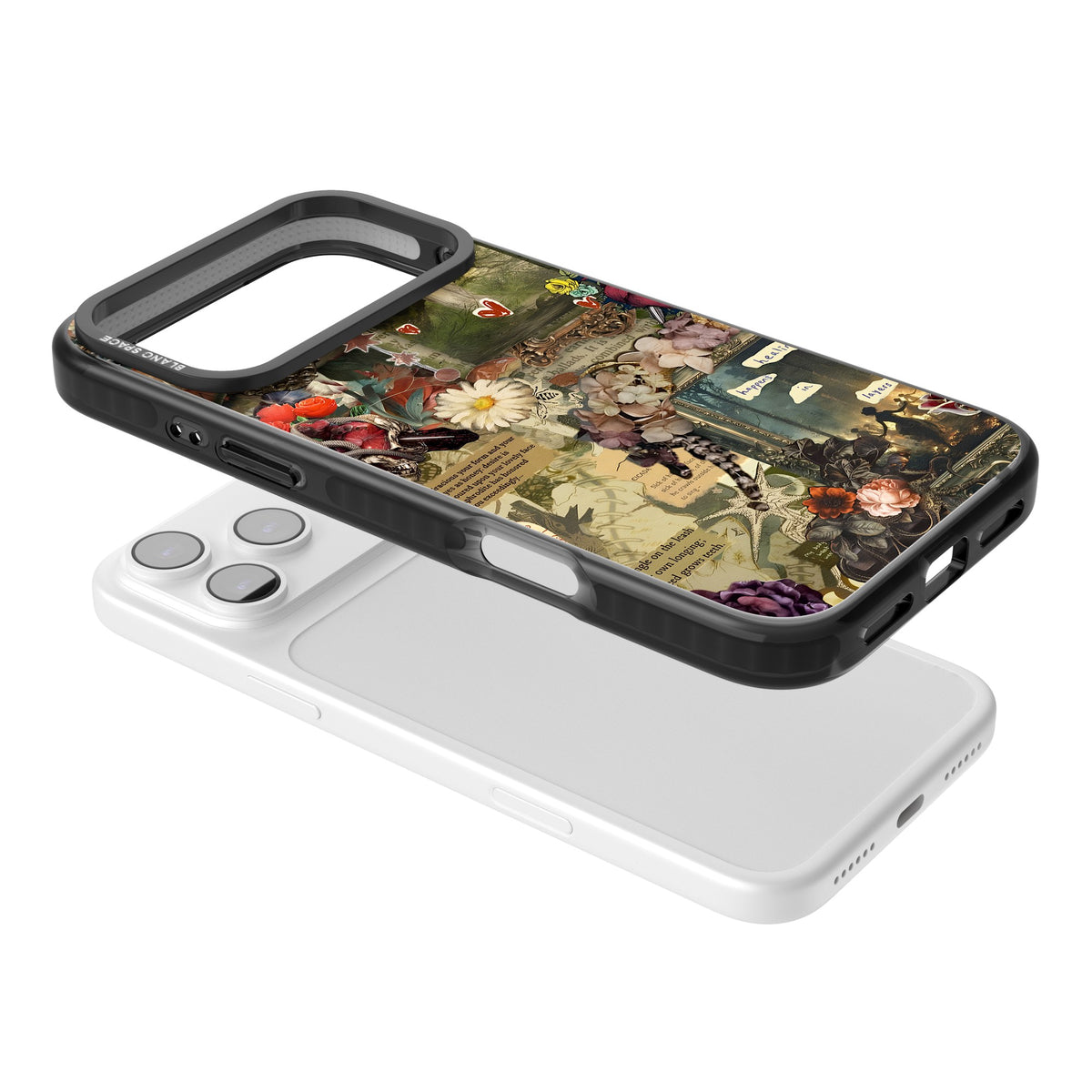 Textbook Romance Collage iPhone 17 Pro Max Impact Black Phone Case angled