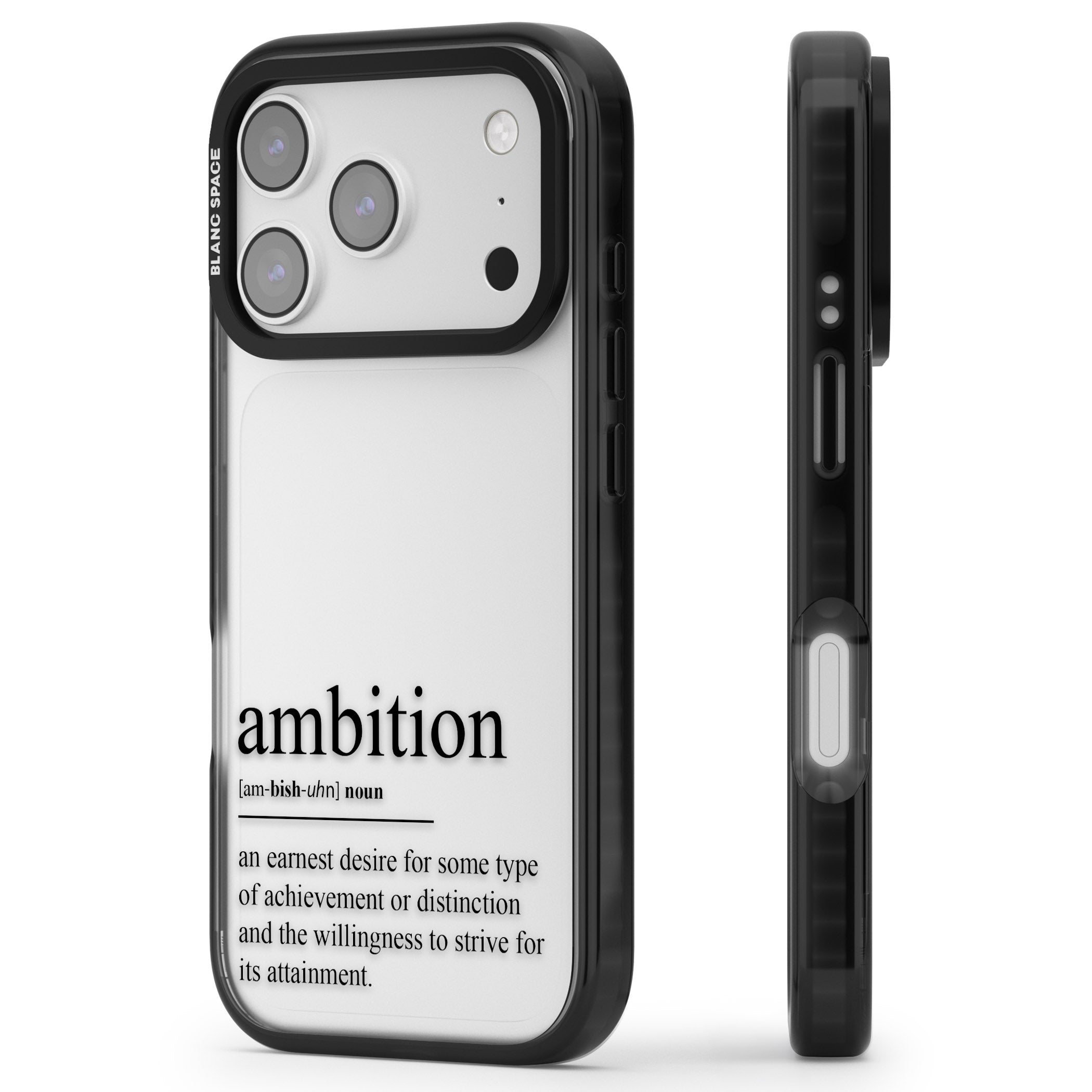 Ambition iPhone 17 Pro Impact Black Phone Case Side Profile