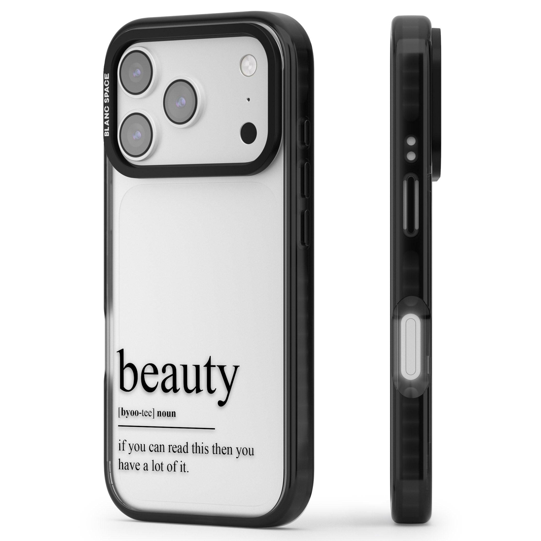 Beauty iPhone 17 Pro Impact Black Phone Case Side Profile