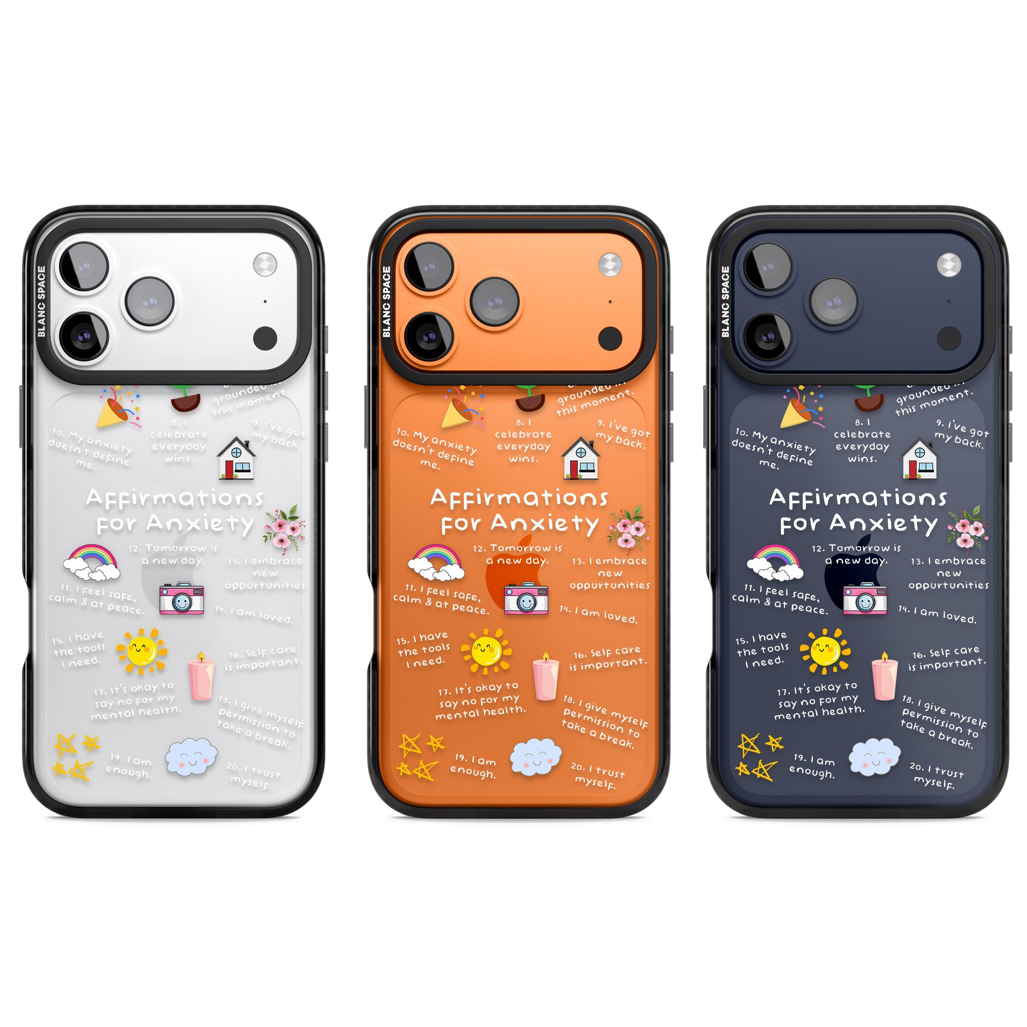 Anxiety White Text iPhone 17 Pro Impact Black Phone Case APT Impact Protection