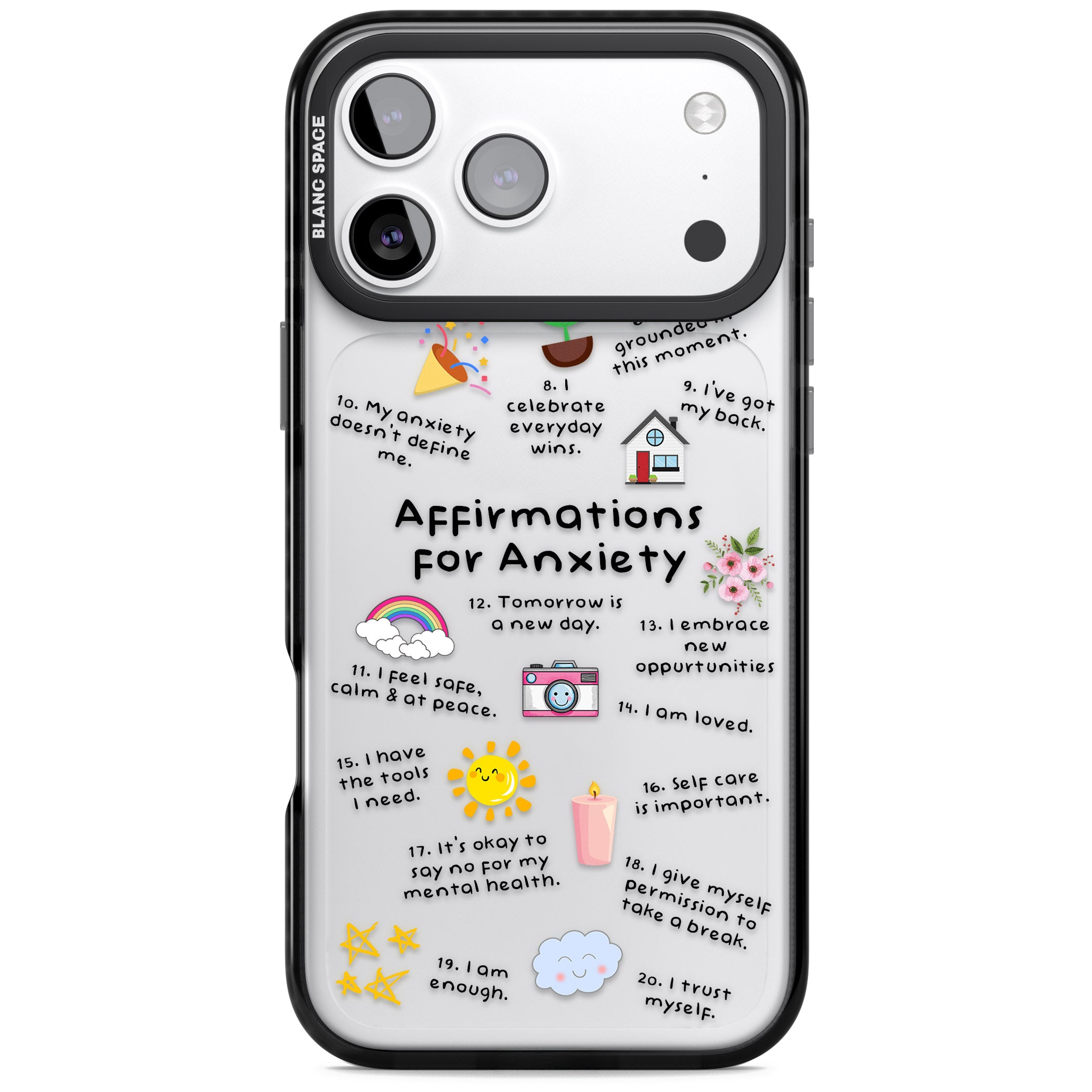 Anxiety Black Text iPhone 17 Pro Impact Black Phone Case
