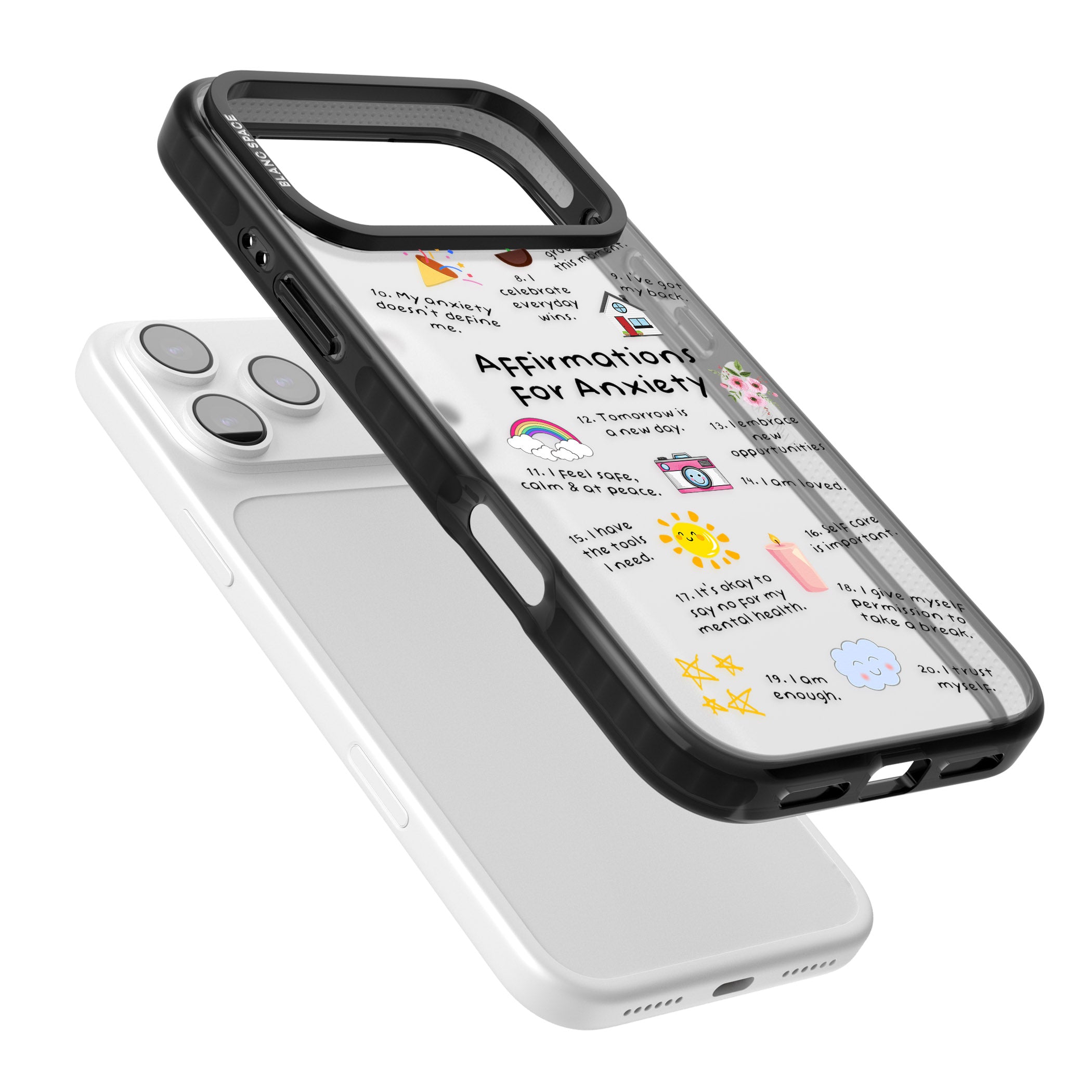 Anxiety Black Text iPhone 17 Pro Impact Black Phone Case Colours