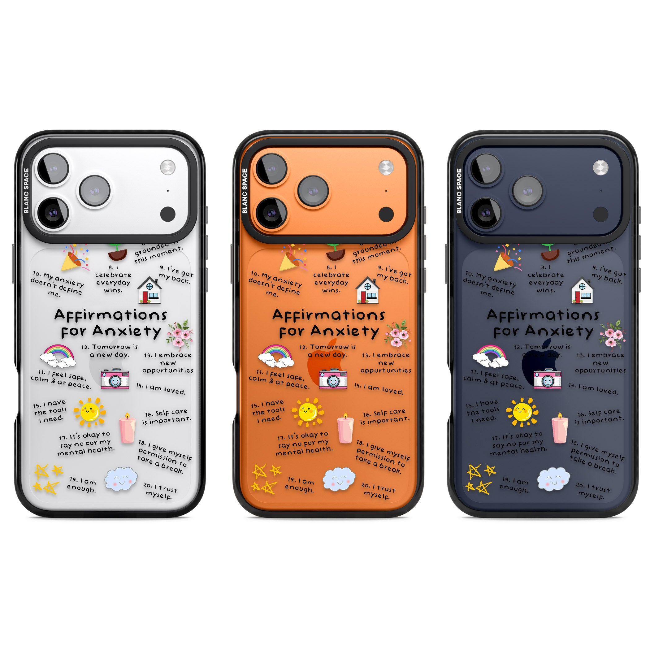 Anxiety Black Text iPhone 17 Pro Impact Black Phone Case APT Impact Protection