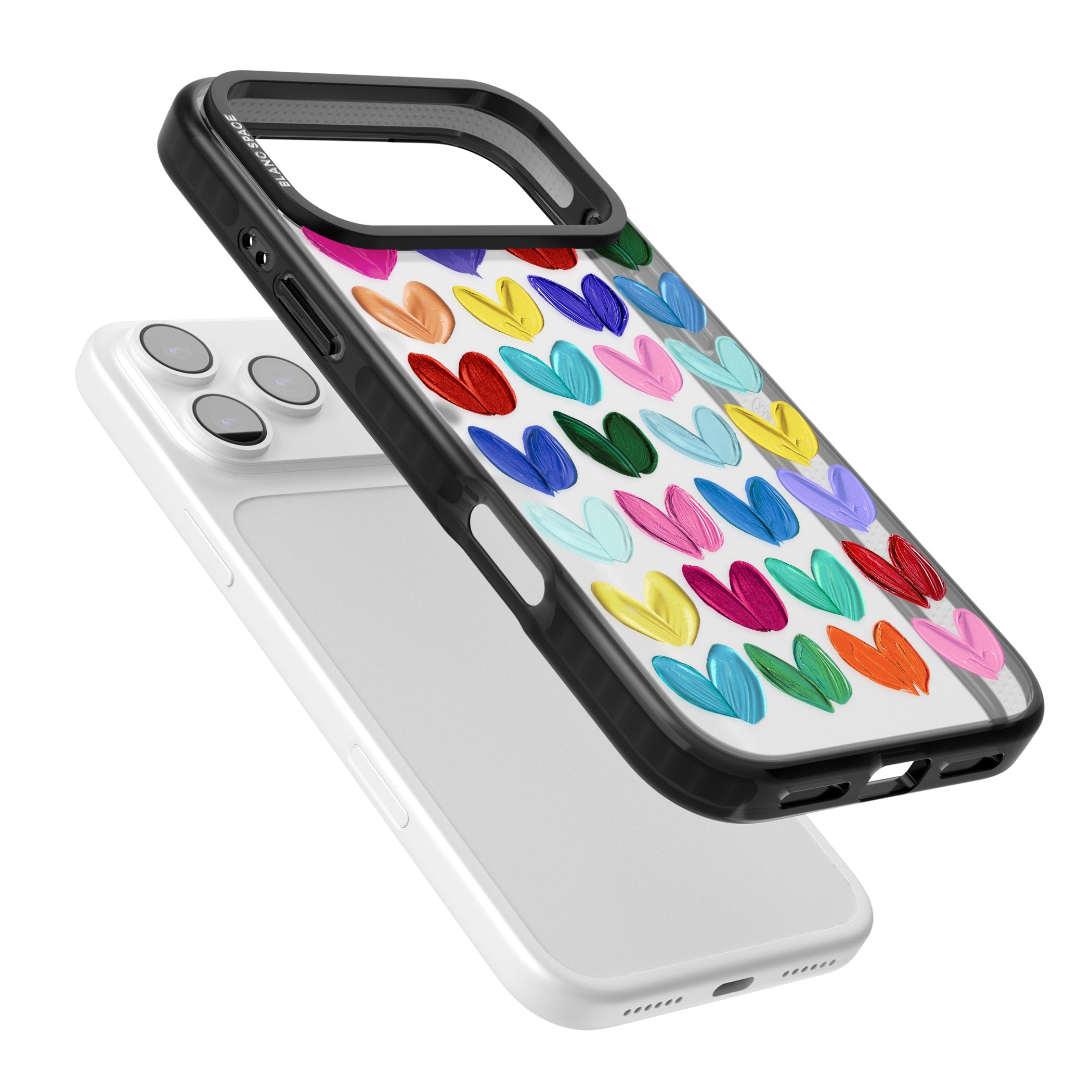 Oil Painted Hearts iPhone 17 Pro Impact Black Phone Case Colours