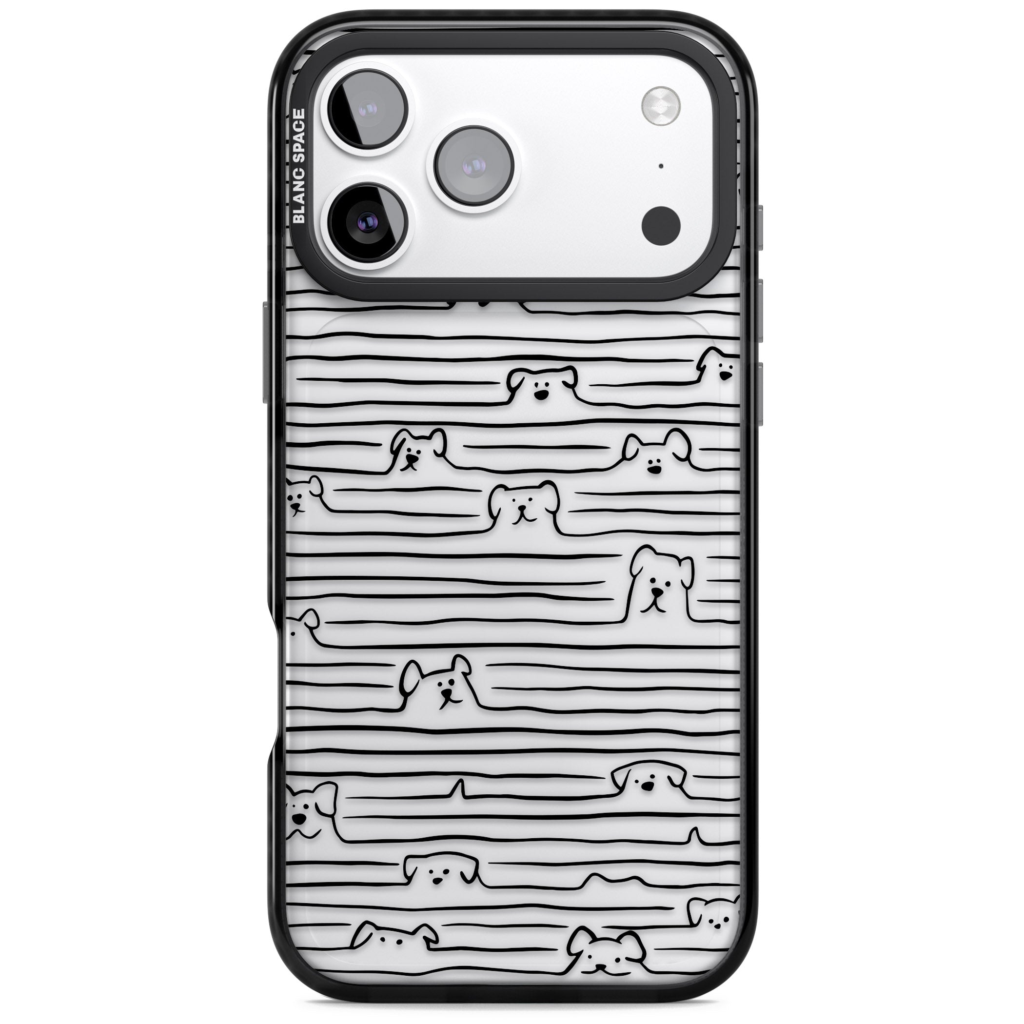 Dog Line Art Black iPhone 17 Pro Impact Black Phone Case
