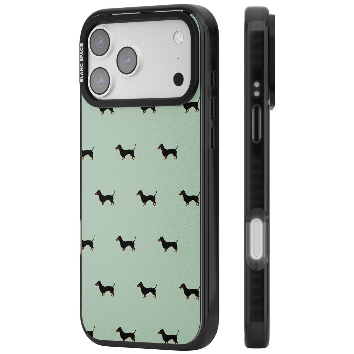 Dachshund Dog Pattern iPhone 17 Pro Max Impact Black Phone Case side