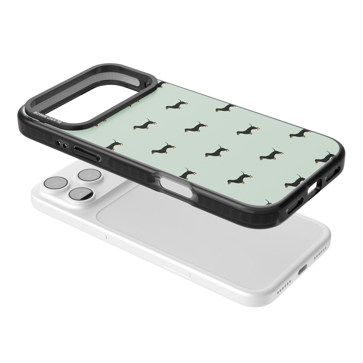 Dachshund Dog Pattern iPhone 17 Pro Max Impact Black Phone Case angled