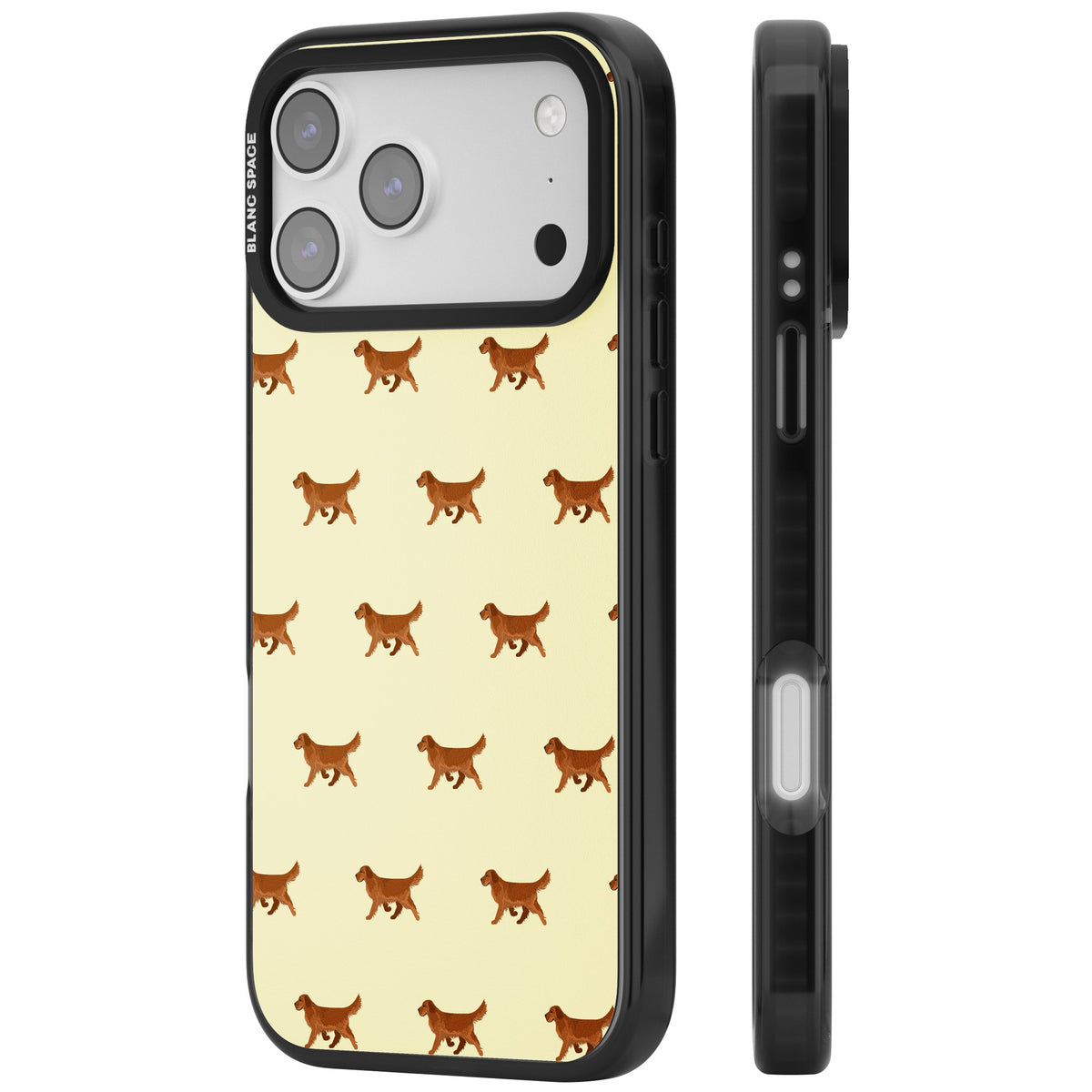 Golden Retriever Dog Pattern iPhone 17 Pro Max Impact Black Phone Case side