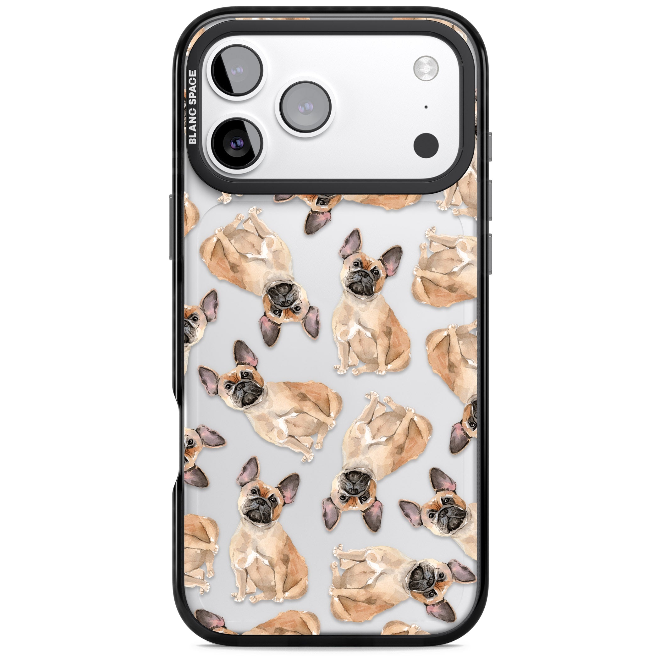 French Bulldog Watercolour Pattern iPhone 17 Pro Impact Black Phone Case