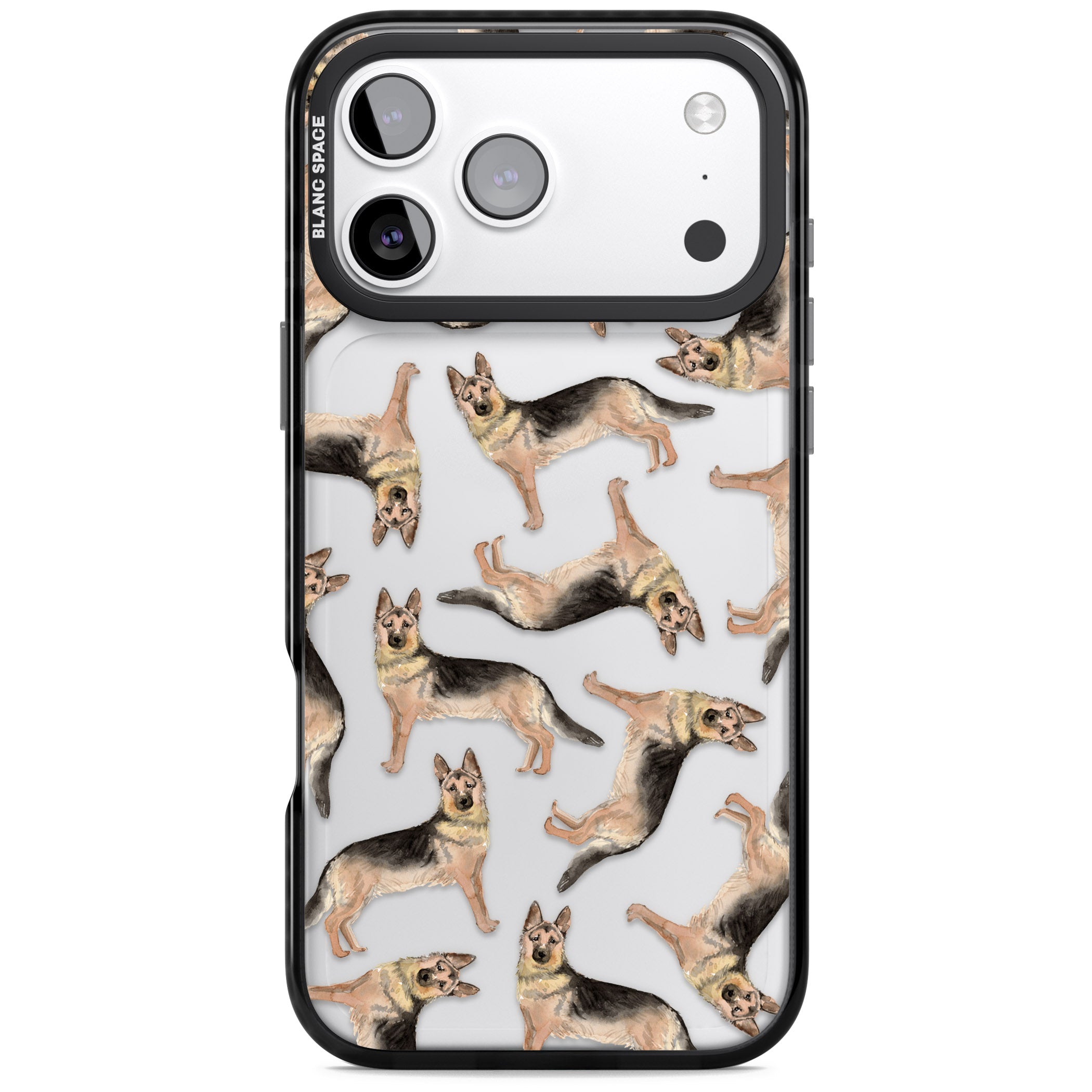 German Shepherd Pattern Classic iPhone 17 Pro Impact Black Phone Case