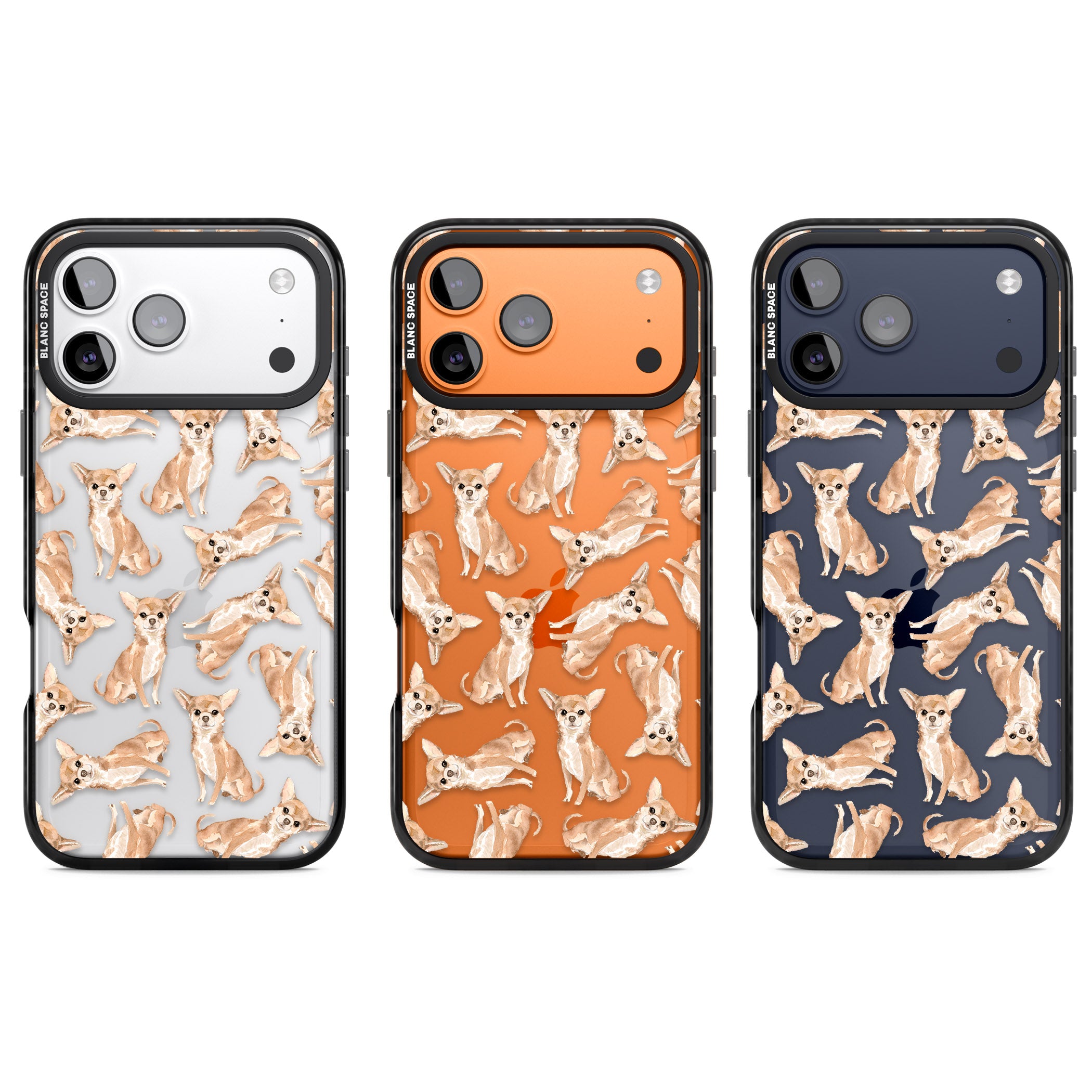 Chihuahua Watercolour Dog Pattern iPhone 17 Pro Impact Black Phone Case APT Impact Protection