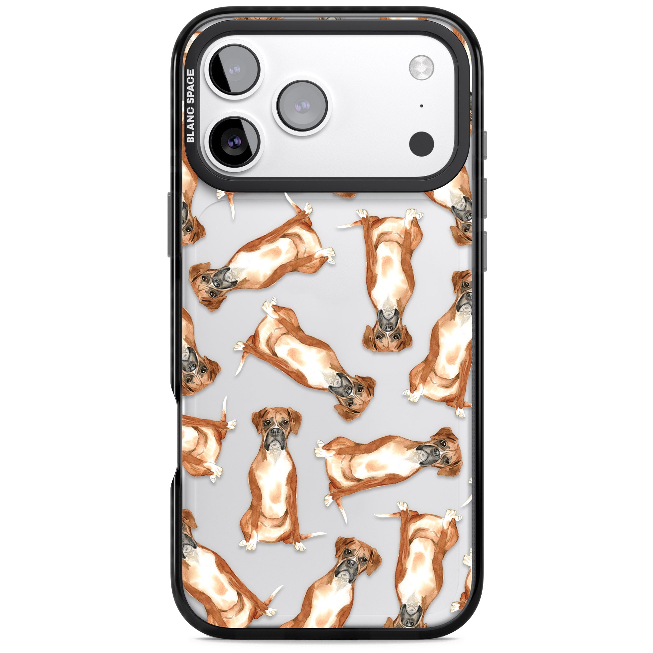 Boxer Watercolor Dog Pattern iPhone 17 Pro Impact Black Phone Case