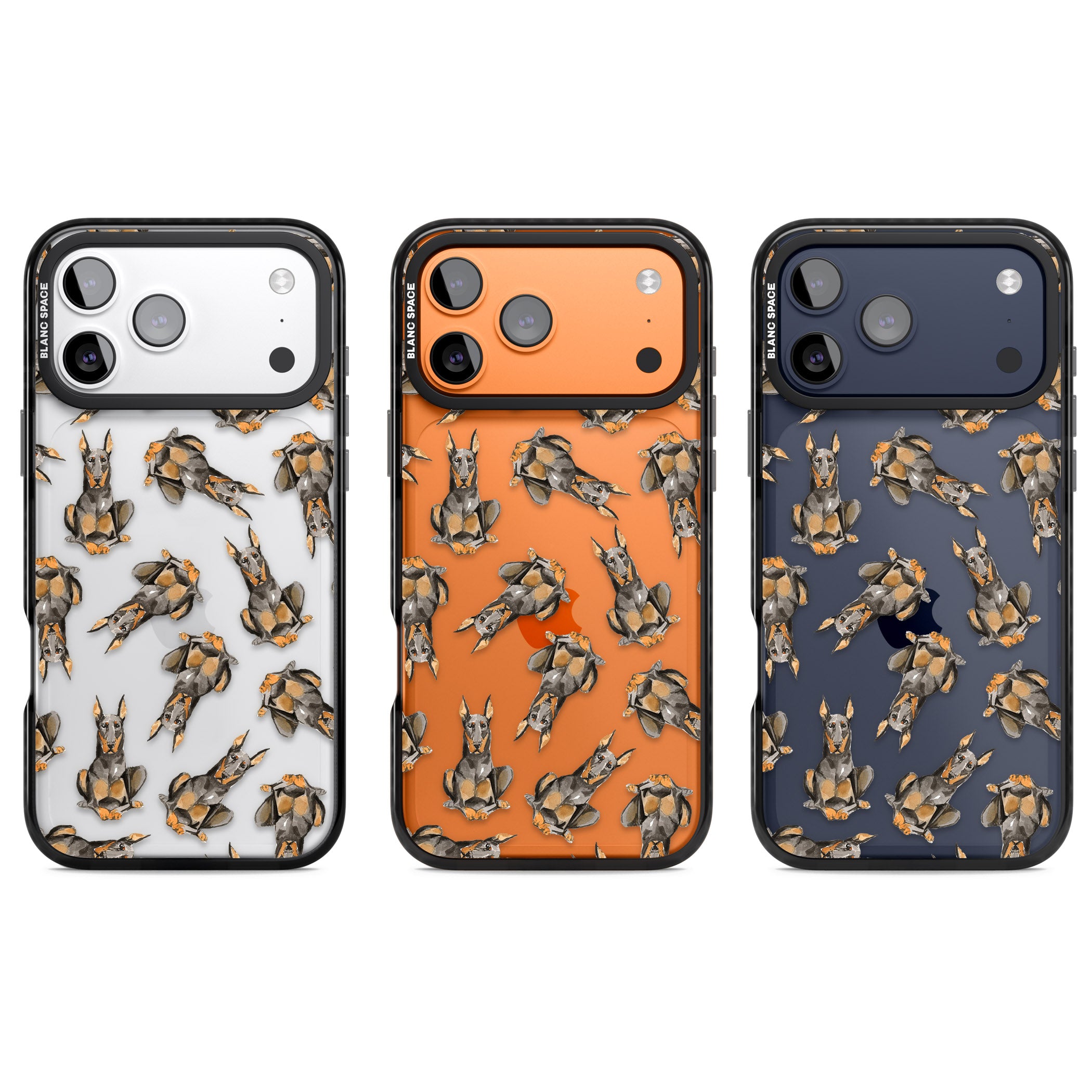 Doberman Watercolor Dog iPhone 17 Pro Impact Black Phone Case APT Impact Protection