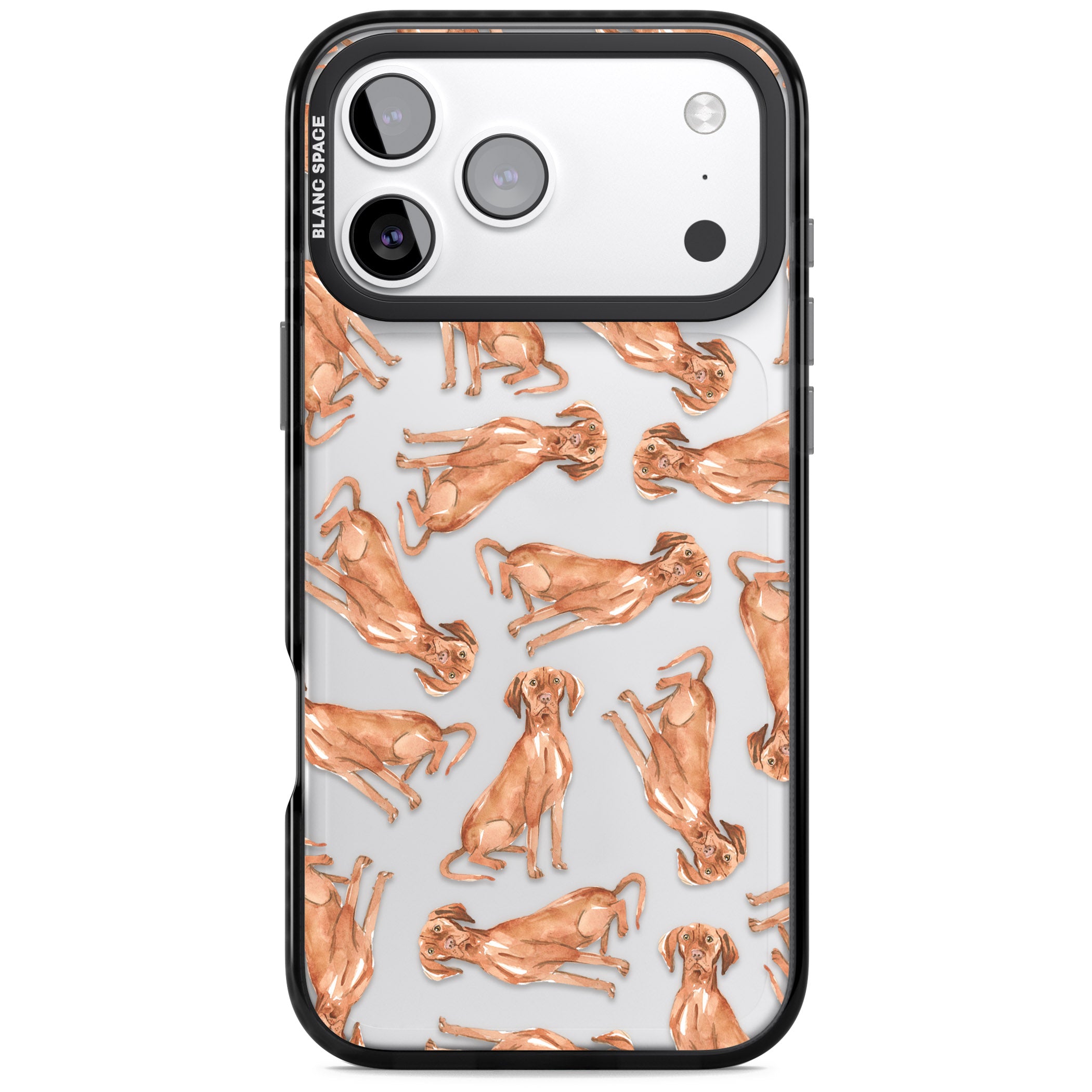 Hungarian Vizsla Watercolor Pattern iPhone 17 Pro Impact Black Phone Case