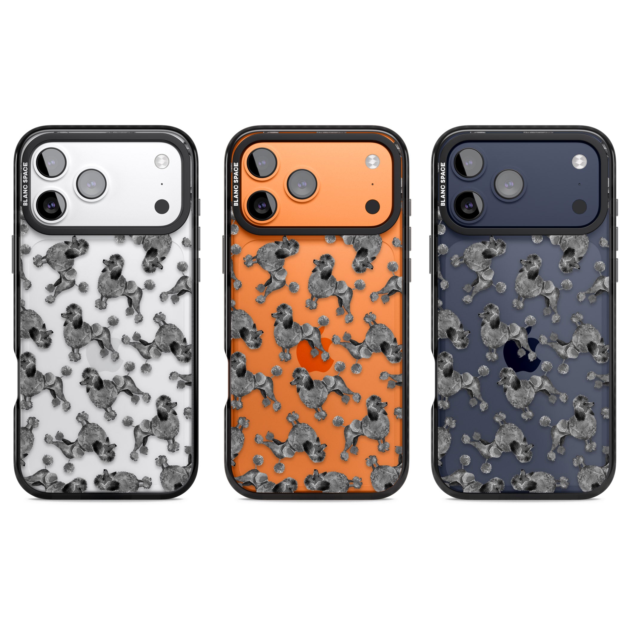 Poodle Pattern iPhone 17 Pro Impact Black Phone Case APT Impact Protection