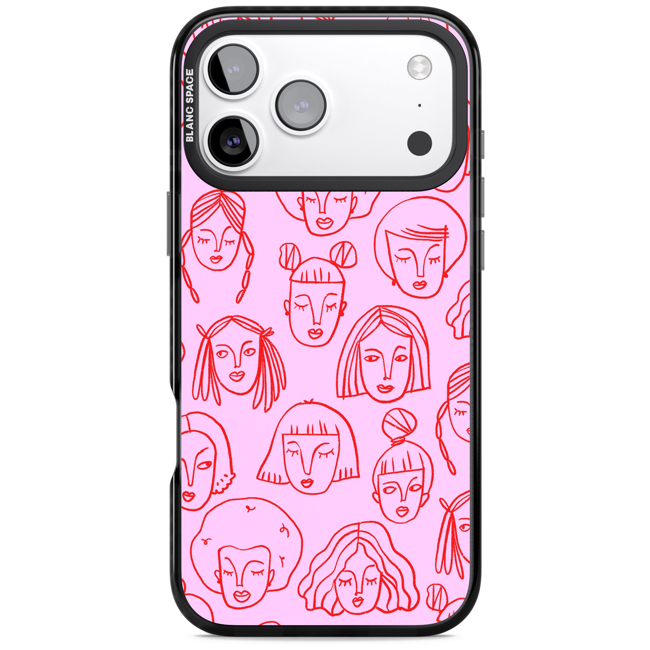 Girl Portrait Doodles iPhone 17 Pro Impact Black Phone Case