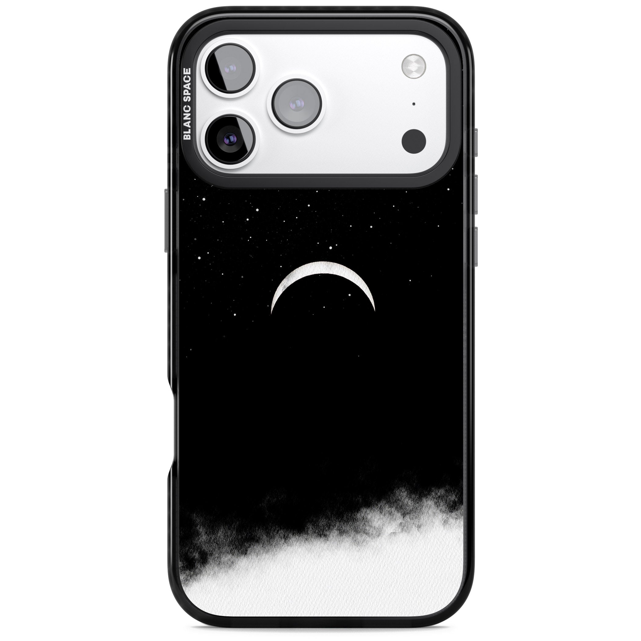Crescent Moon Night Sky iPhone 17 Pro Impact Black Phone Case