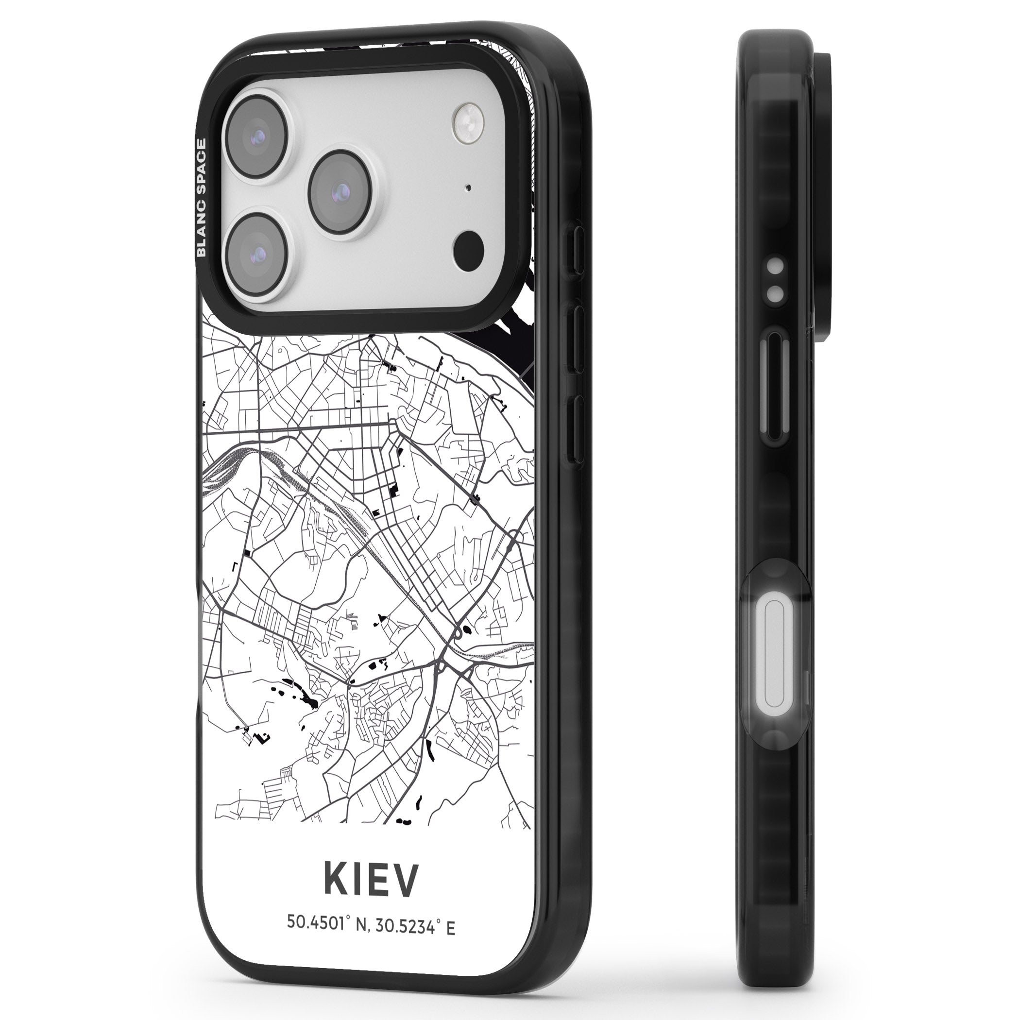 Kiev Map iPhone 17 Pro Impact Black Phone Case Side Profile