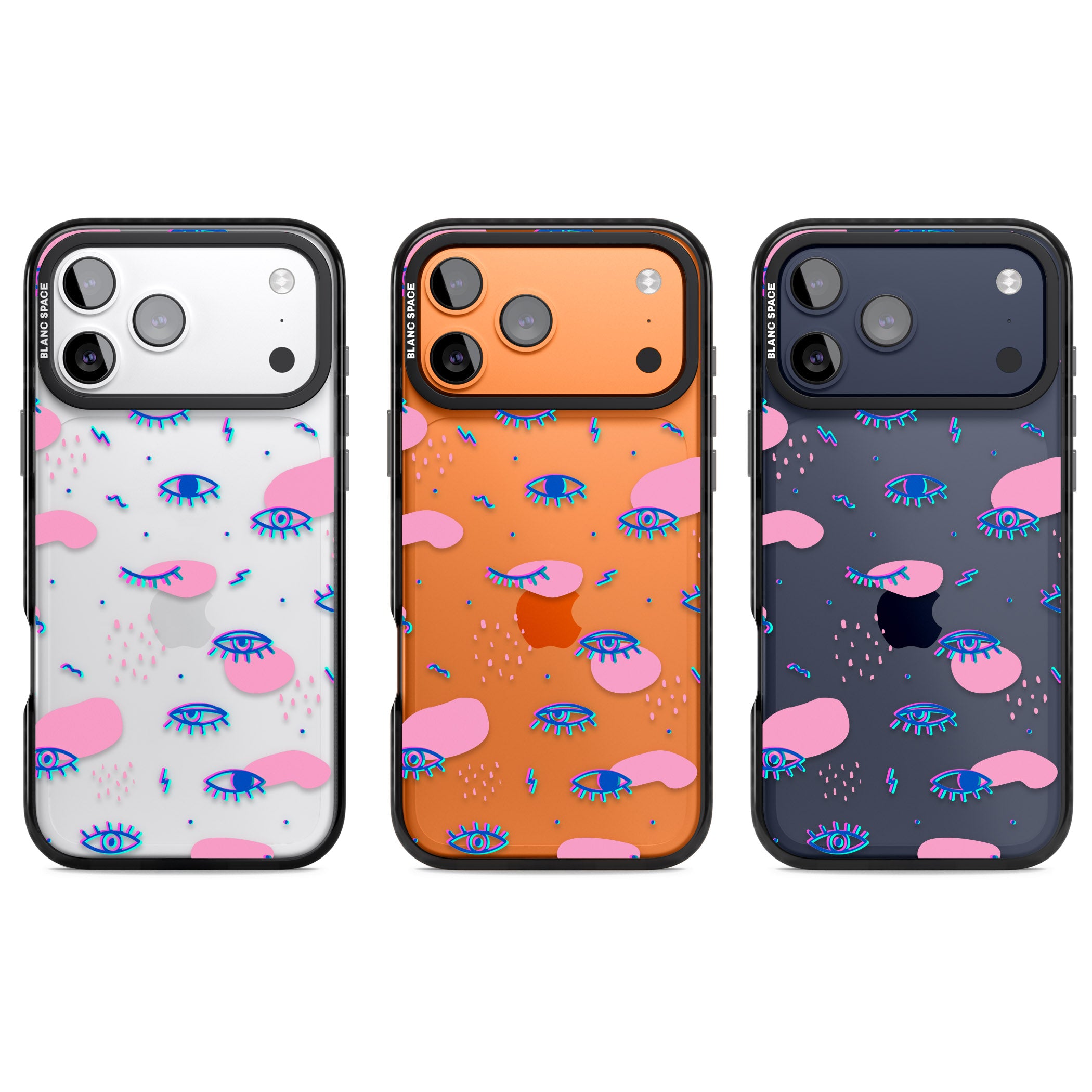 Pink Eye Pattern iPhone 17 Pro Impact Black Phone Case APT Impact Protection