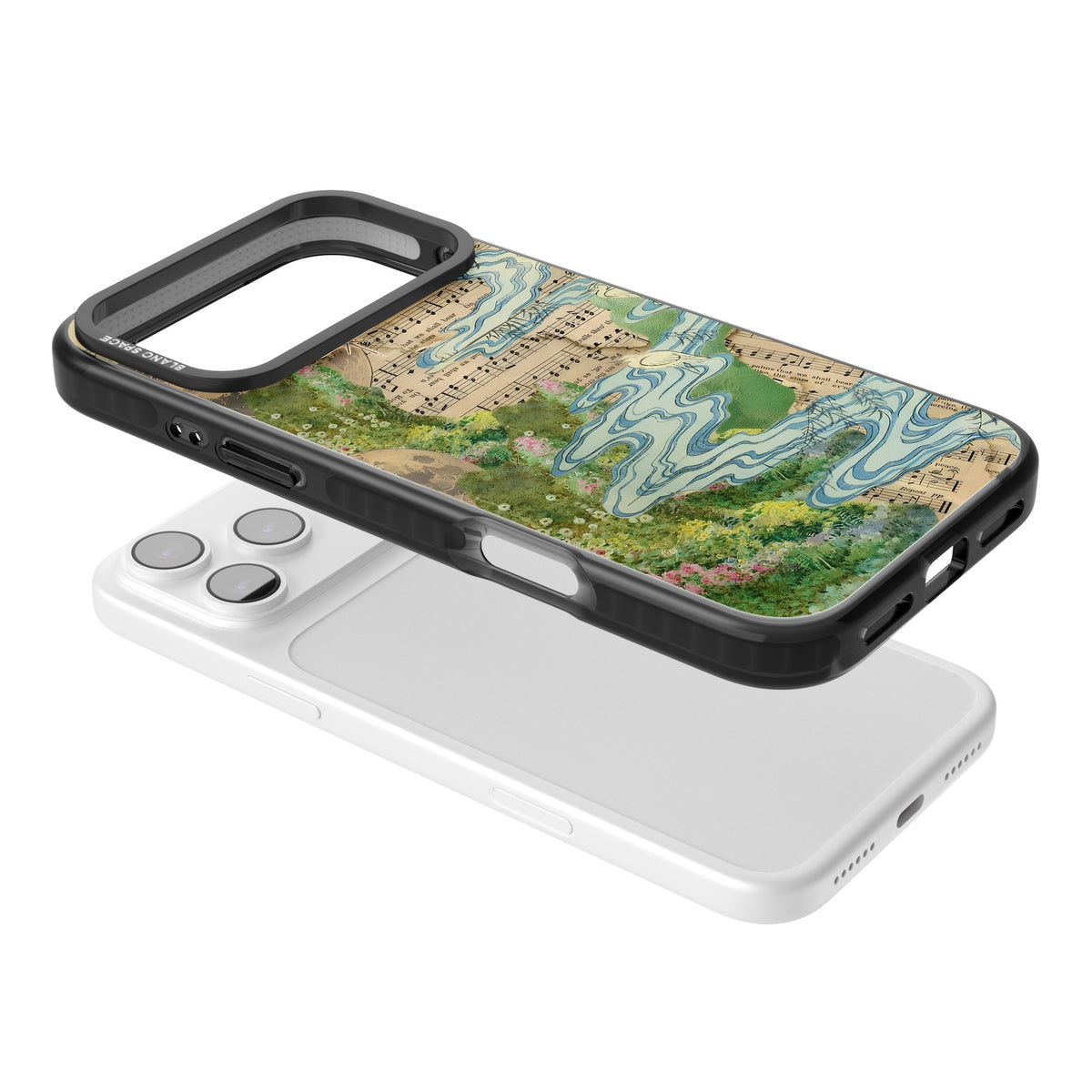 Musical River iPhone 17 Pro Max Impact Black Phone Case angled