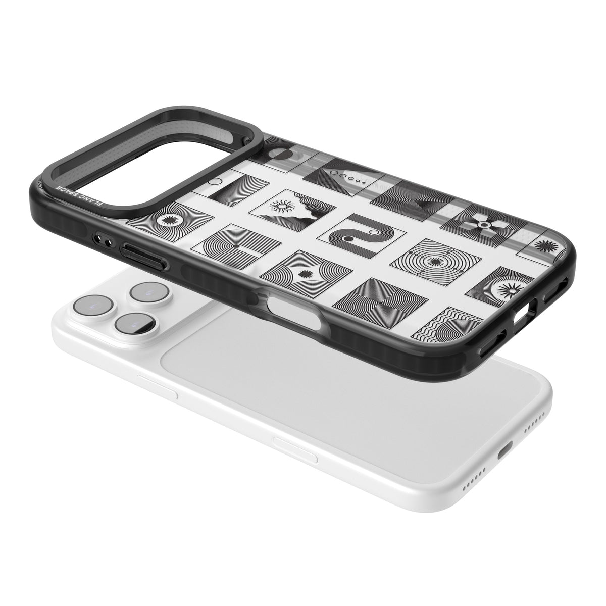 Abstract Geometric iPhone 17 Pro Max Impact Black Phone Case angled