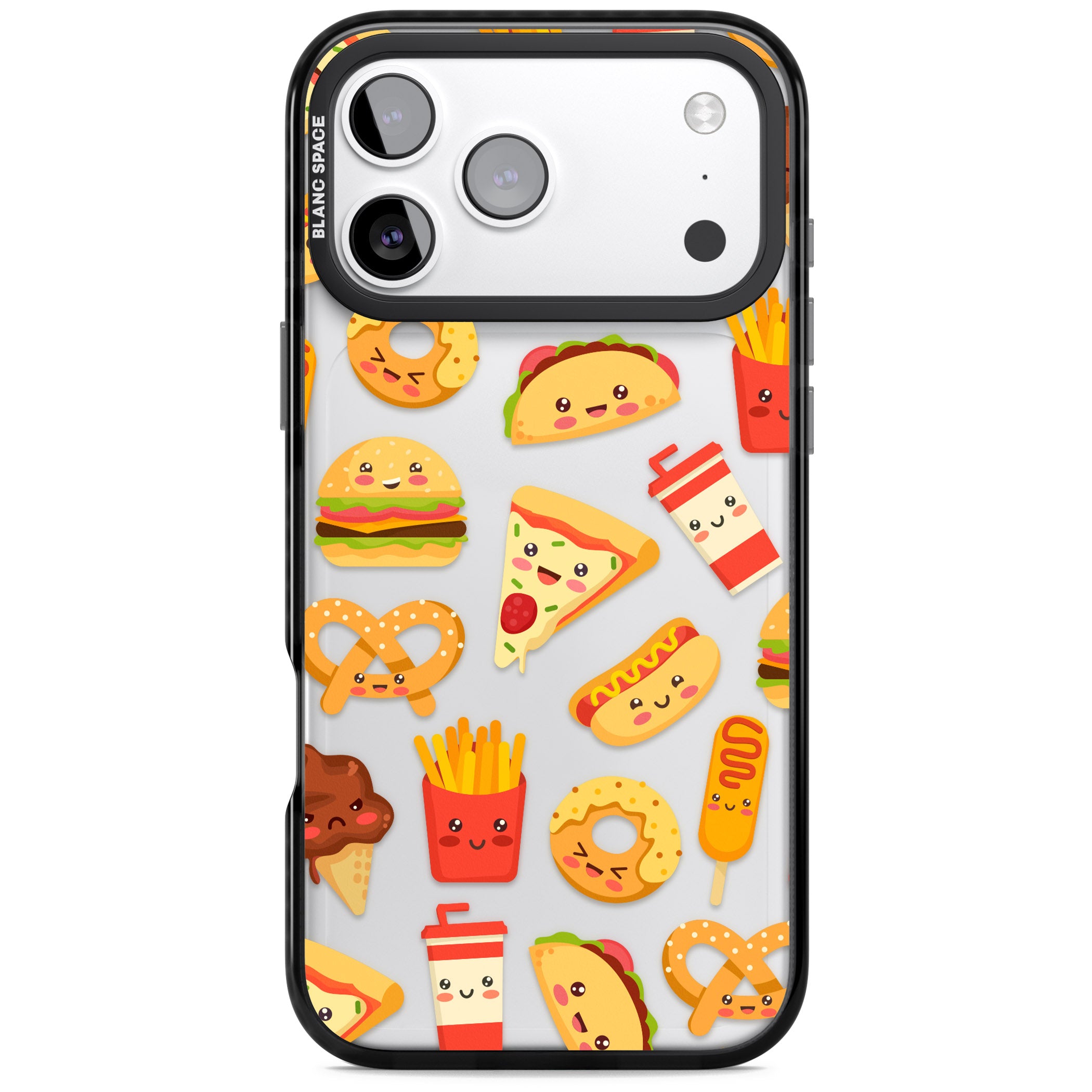 Fast Food Patterns Kawaii Fast Food Mix iPhone 17 Pro Impact Black Phone Case
