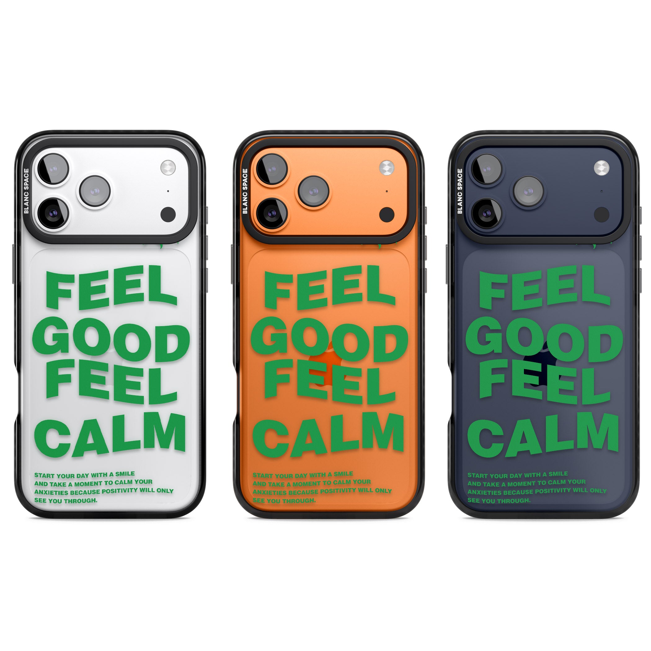 Feel Good Feel Calm (Green) iPhone 17 Pro Impact Black Phone Case APT Impact Protection