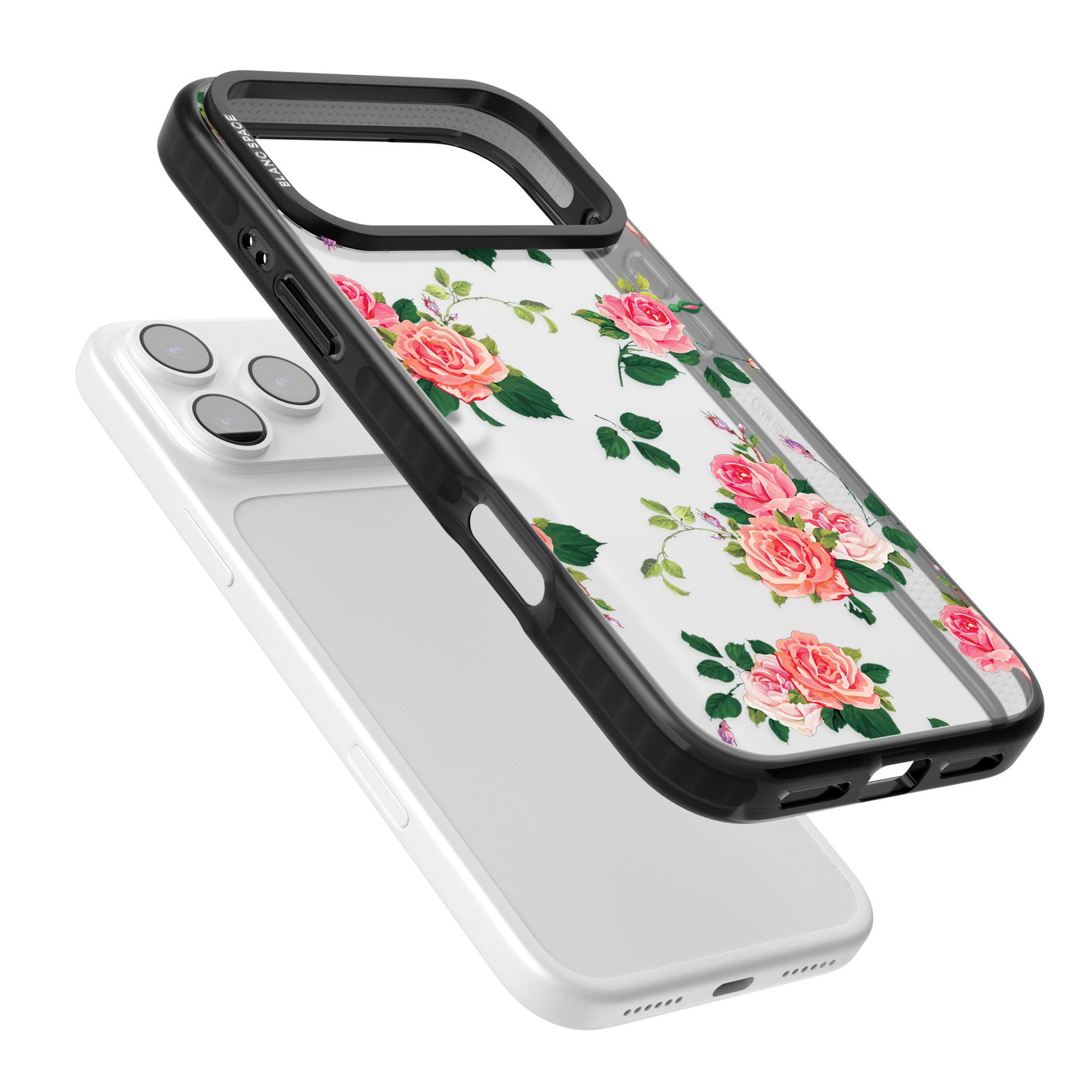 Pink Roses iPhone 17 Pro Impact Black Phone Case Colours