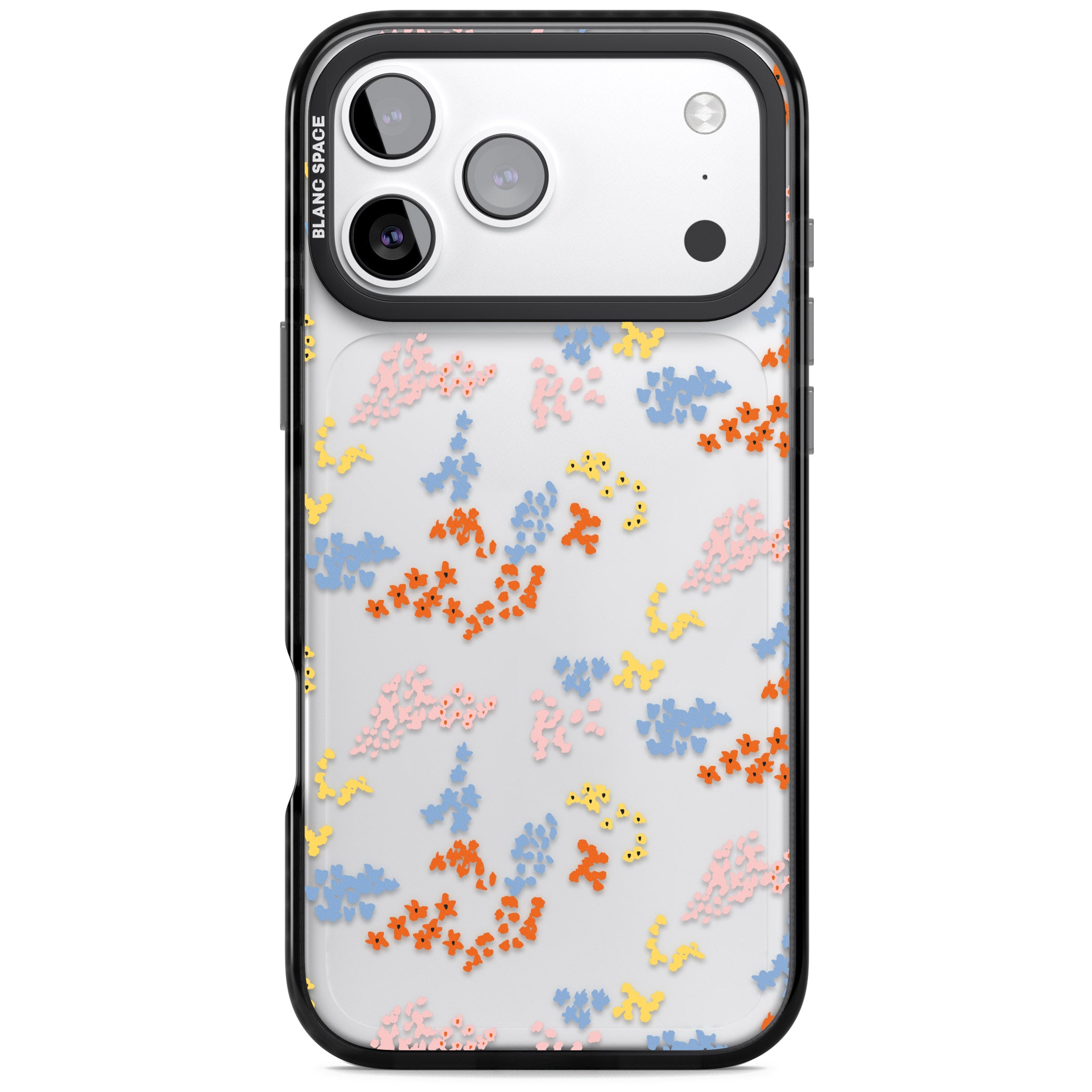 Floral Confetti: Transparent Delight iPhone 17 Pro Impact Black Phone Case