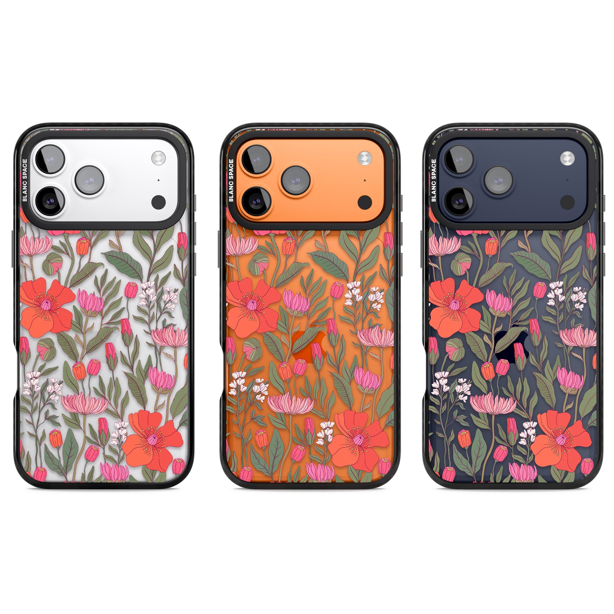 Peachy Floral iPhone 17 Pro Impact Black Phone Case APT Impact Protection