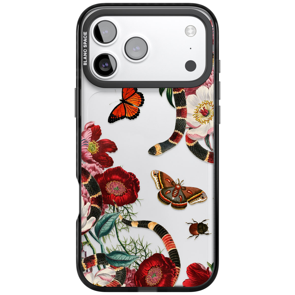 Botanical Snake iPhone 17 Pro Max Impact Black Phone Case front