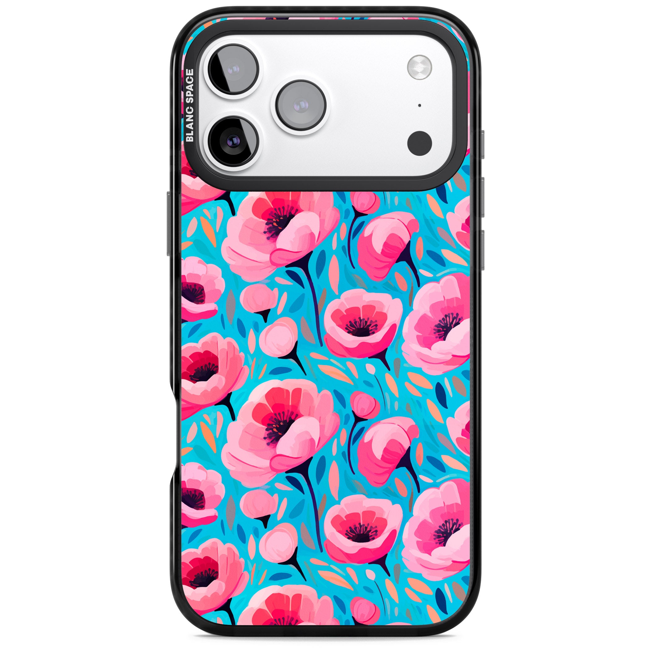 Tropical Pink Poppies iPhone 17 Pro Impact Black Phone Case