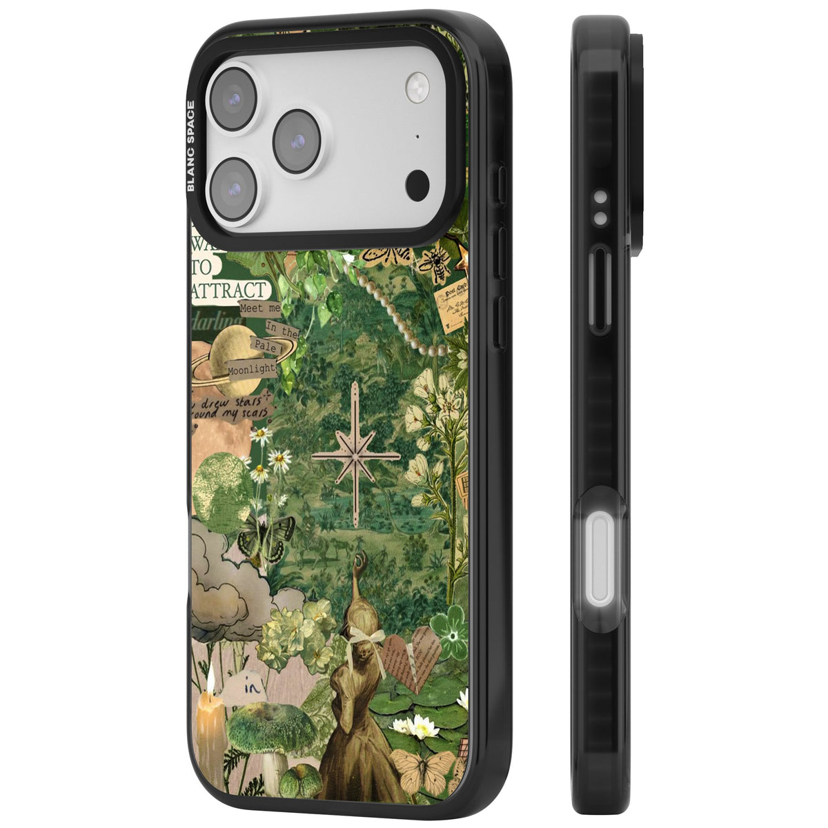 Green Vintage Collage iPhone 17 Pro Max Impact Black Phone Case side