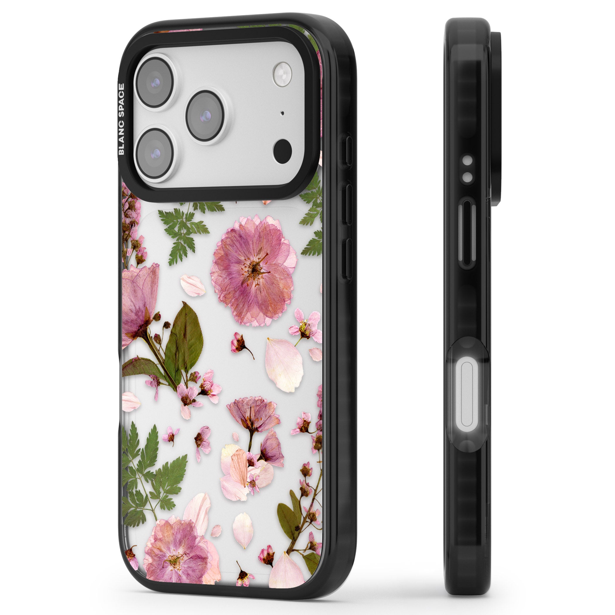 Blossom Bouquet iPhone 17 Pro Impact Black Phone Case Side Profile
