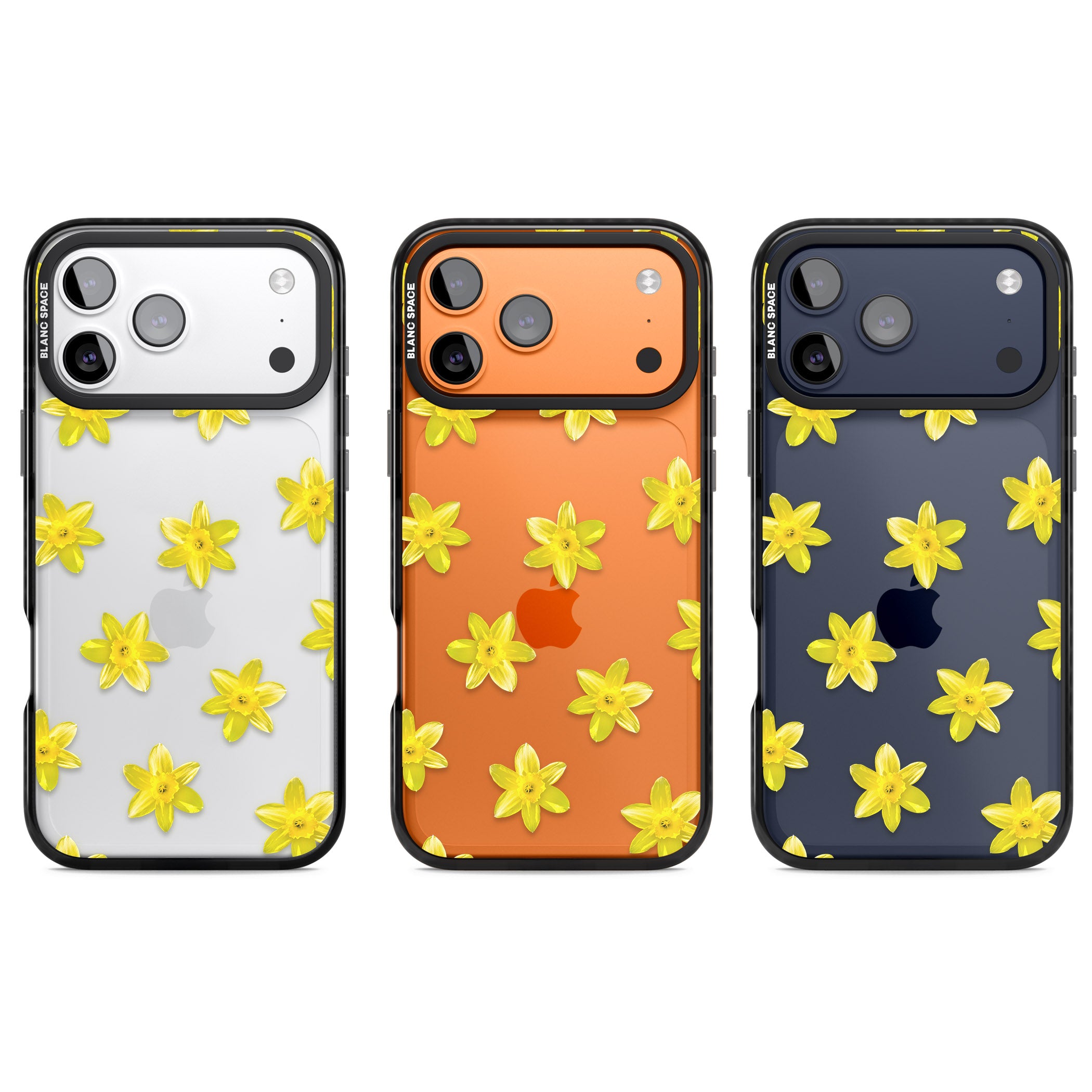 Daffodils Transparent Pattern iPhone 17 Pro Impact Black Phone Case APT Impact Protection