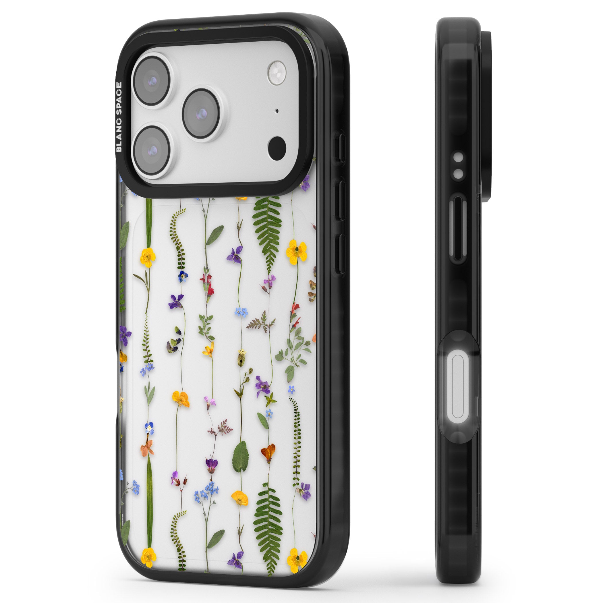 Wildflower Chain iPhone 17 Pro Impact Black Phone Case Side Profile