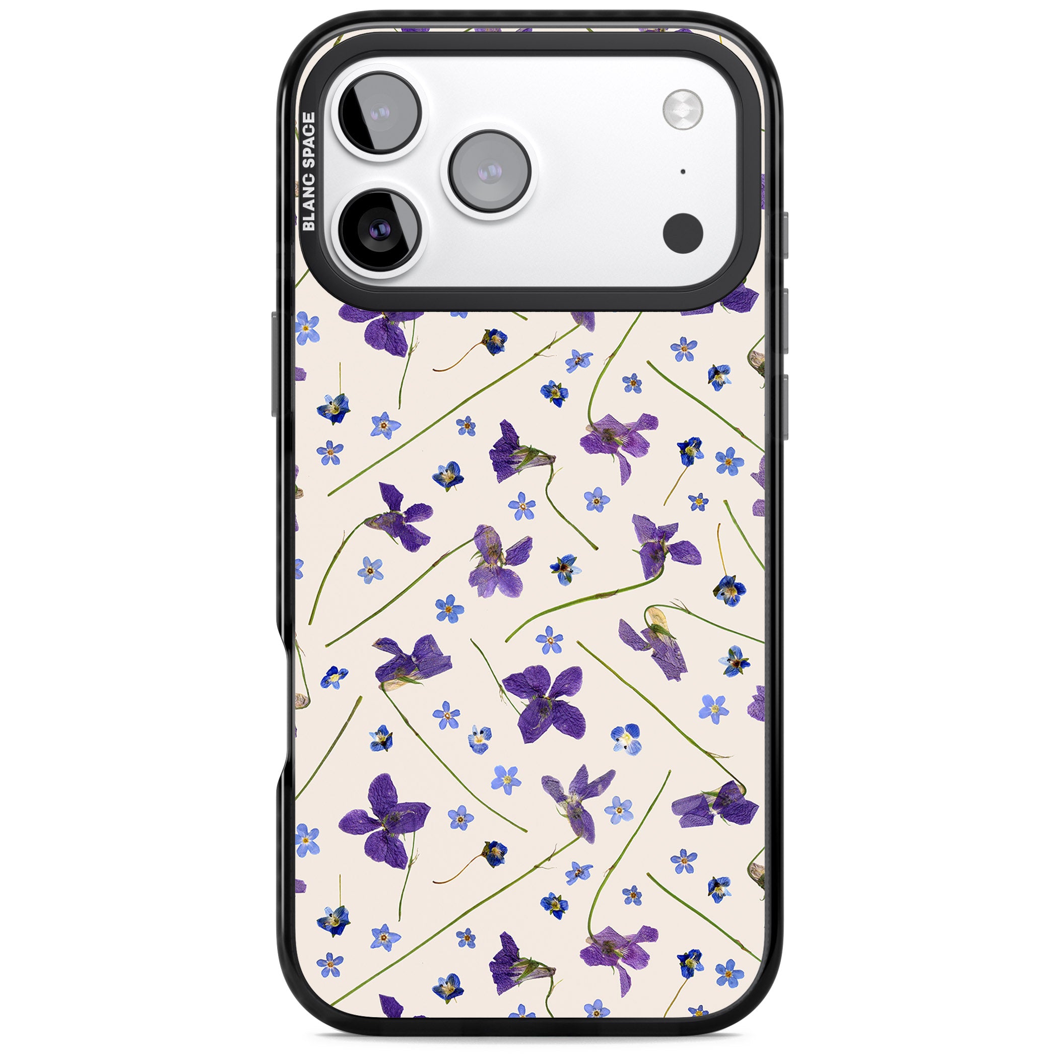 Violet Floral Dream Cream iPhone 17 Pro Impact Black Phone Case