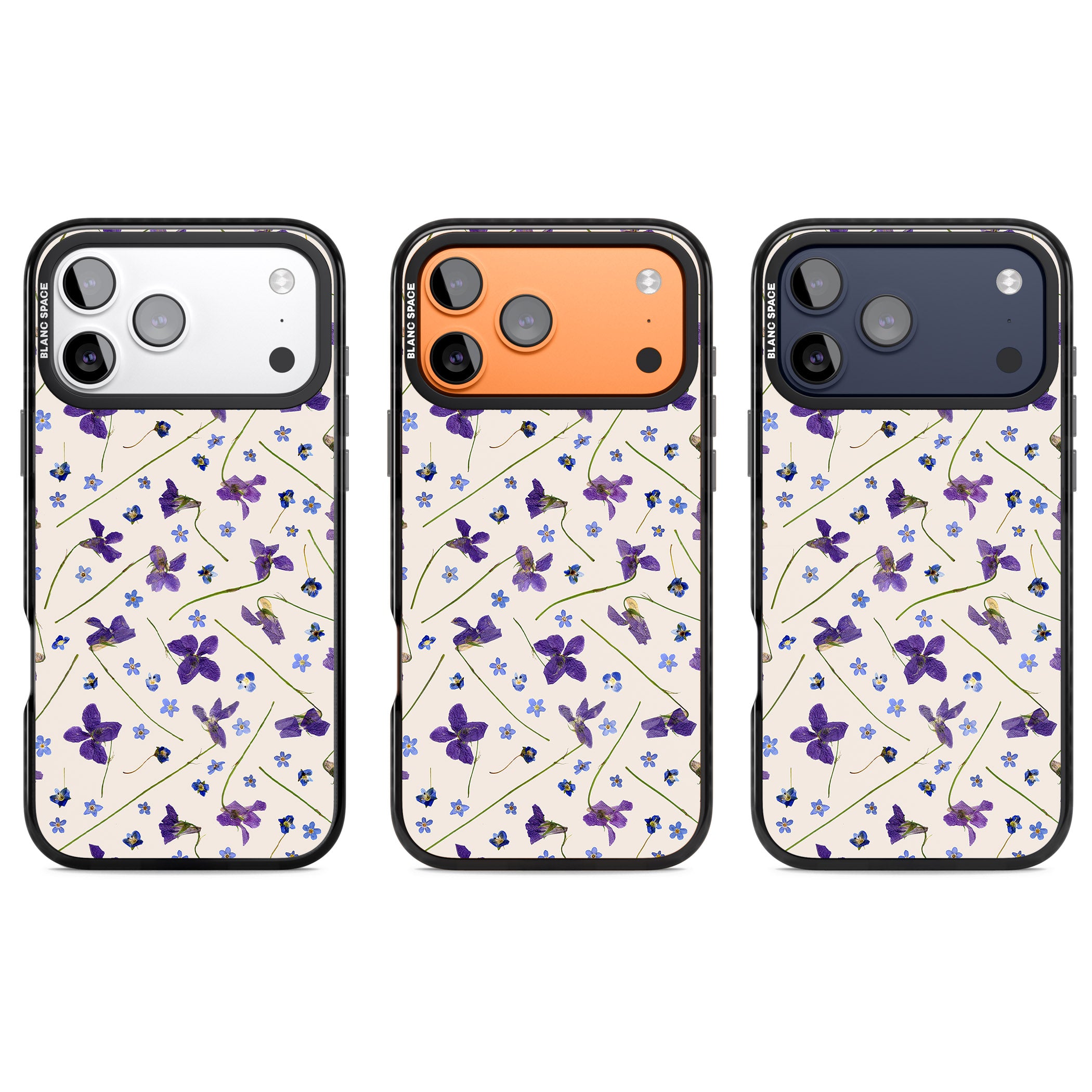 Violet Floral Dream Cream iPhone 17 Pro Impact Black Phone Case APT Impact Protection