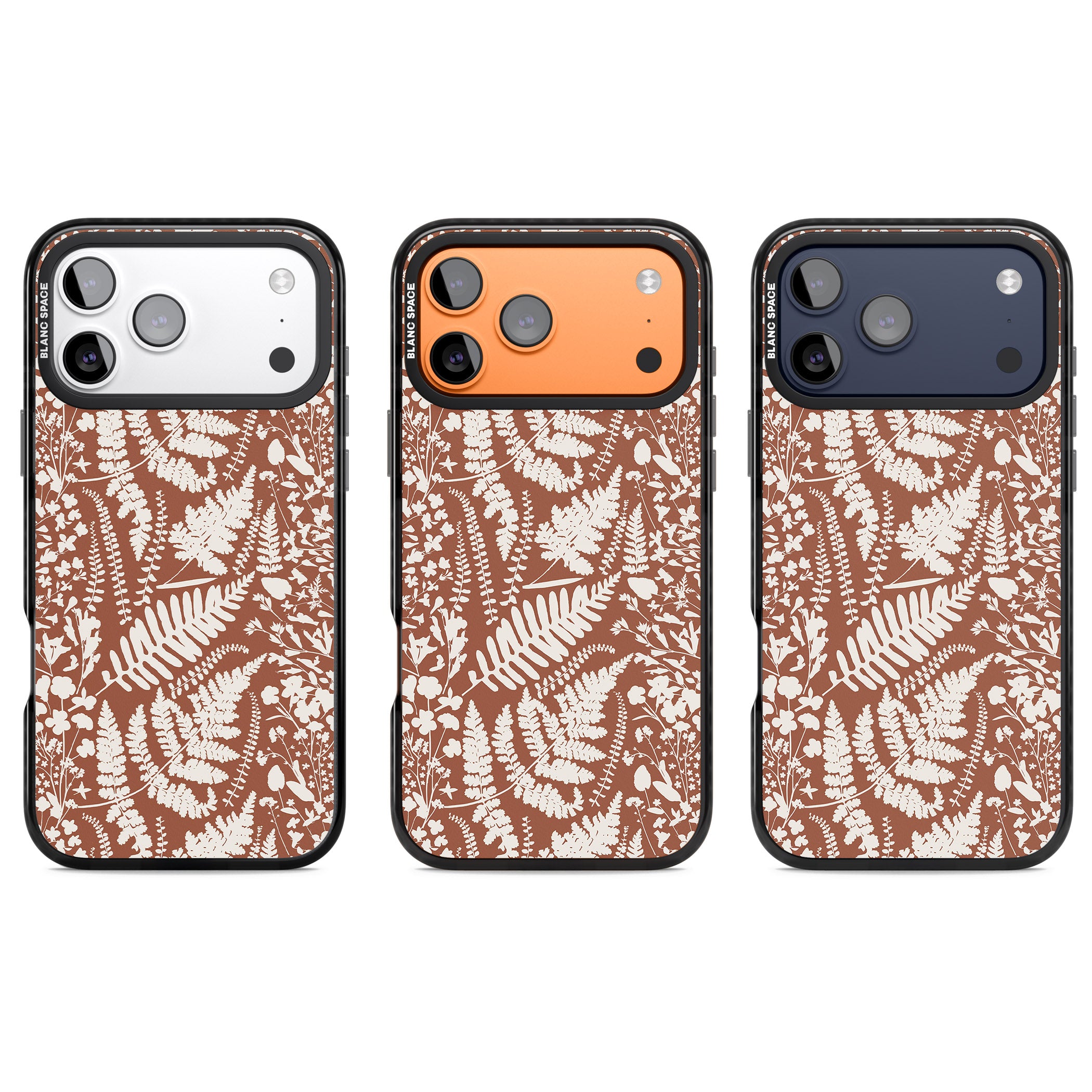 Wildflowers And Ferns On Terracotta iPhone 17 Pro Impact Black Phone Case APT Impact Protection